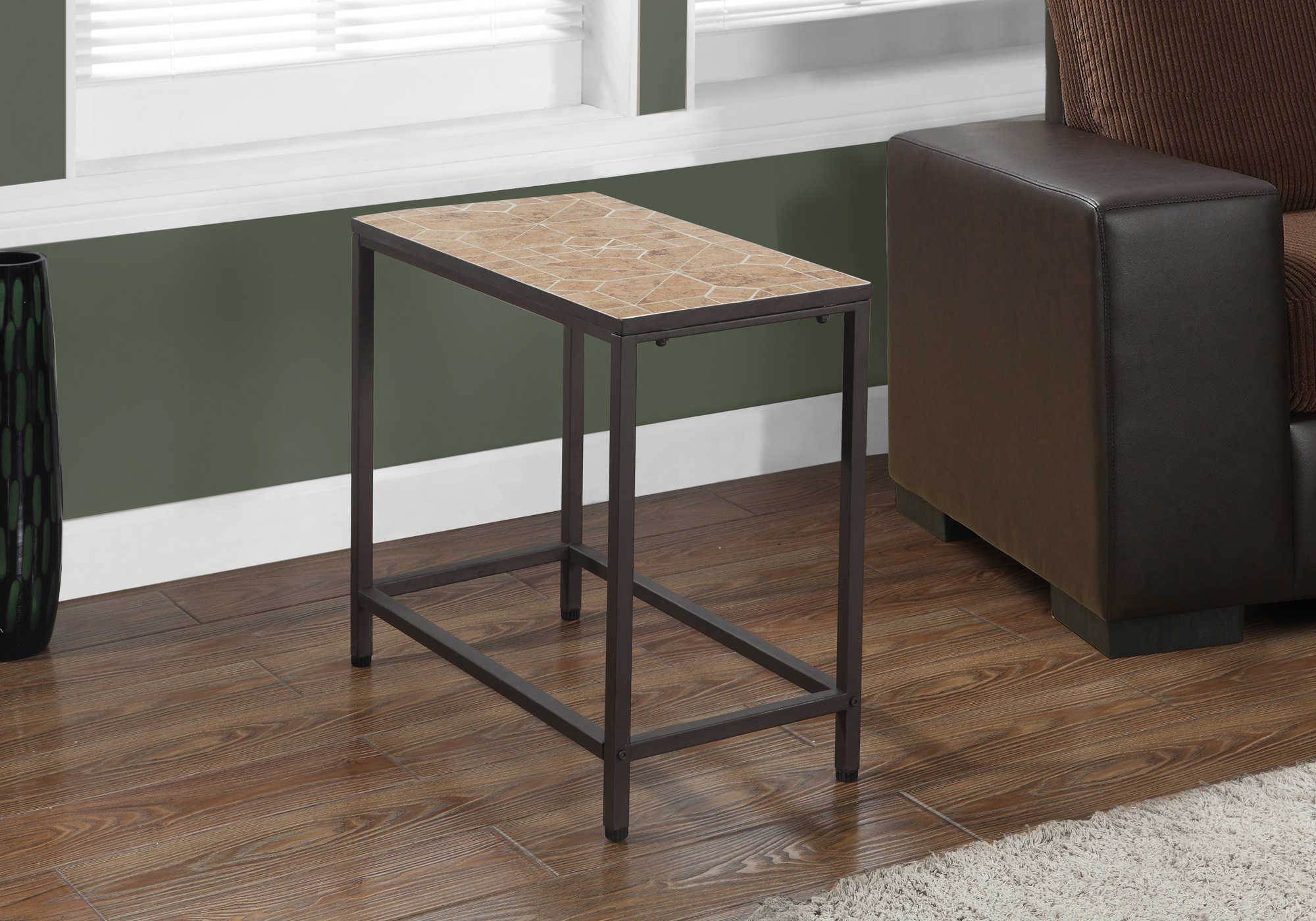 ACCENT TABLE - TERRACOTTA TILE TOP / HAMMERED BROWN #I 3163