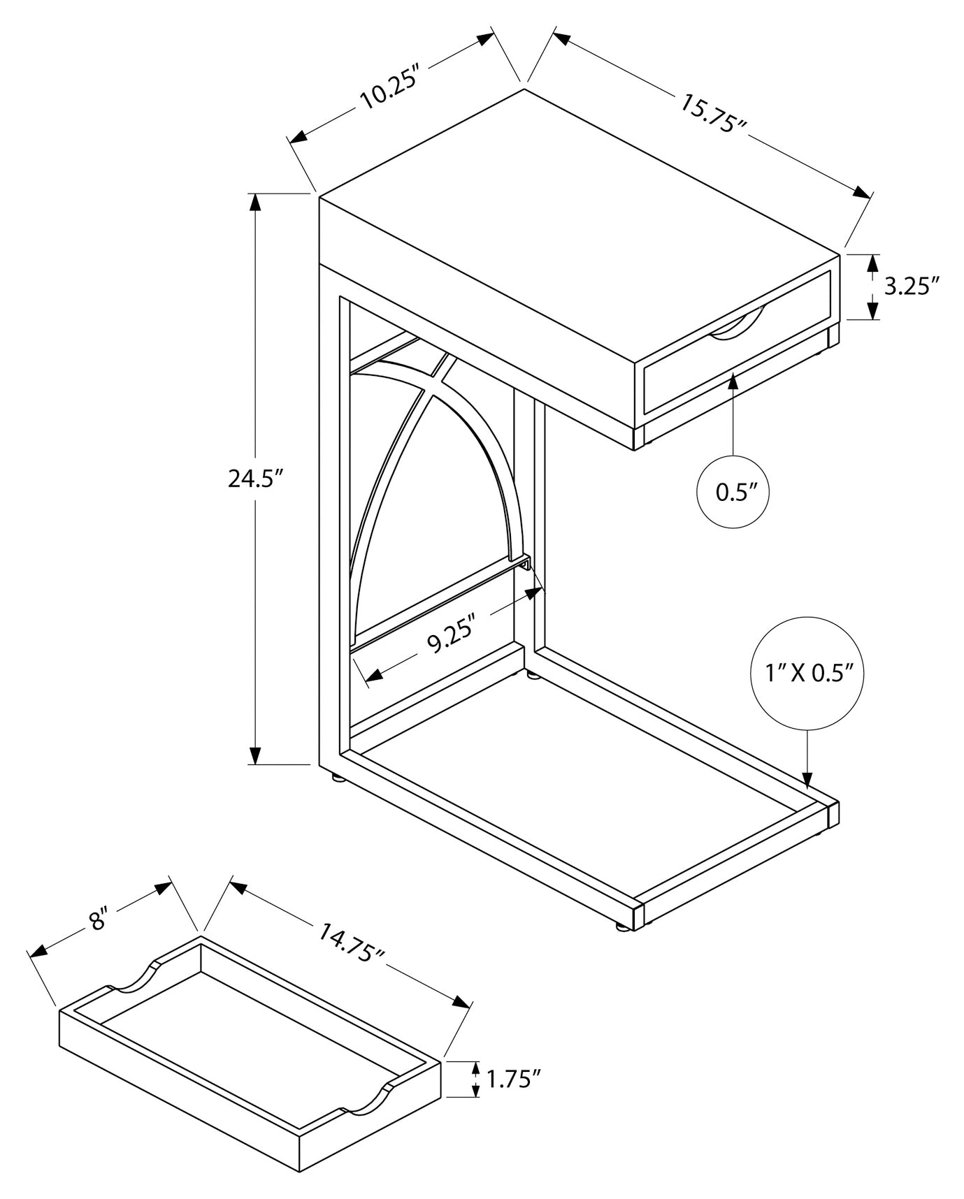 NIGHTSTAND - CHROME METAL / GLOSSY WHITE WITH A DRAWER #I 3170