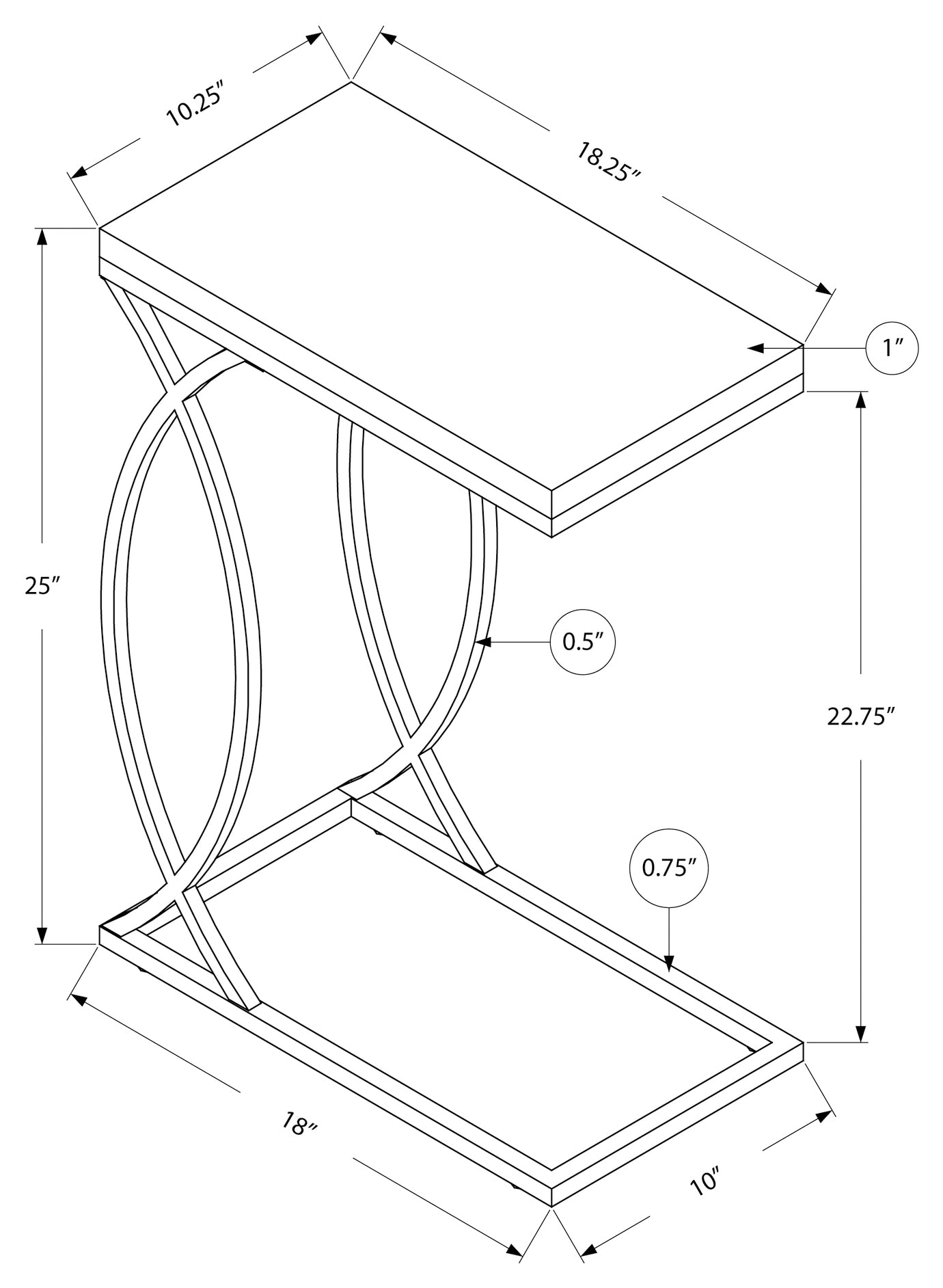 TABLE D'APPOINT - BLANC BRILLANT AVEC MÉTAL CHROME #I 3184