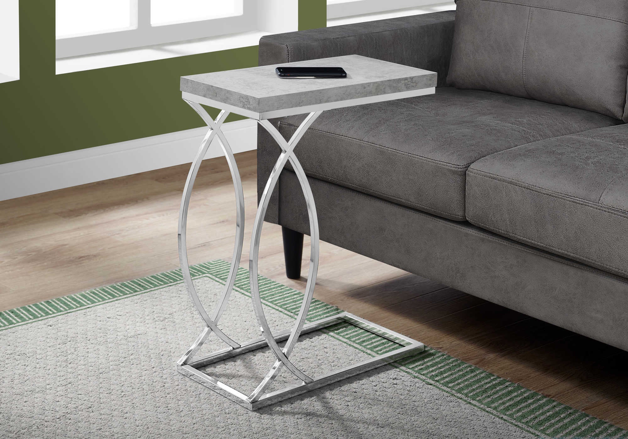 NIGHTSTAND - GREY CEMENT WITH CHROME METAL #I 3185