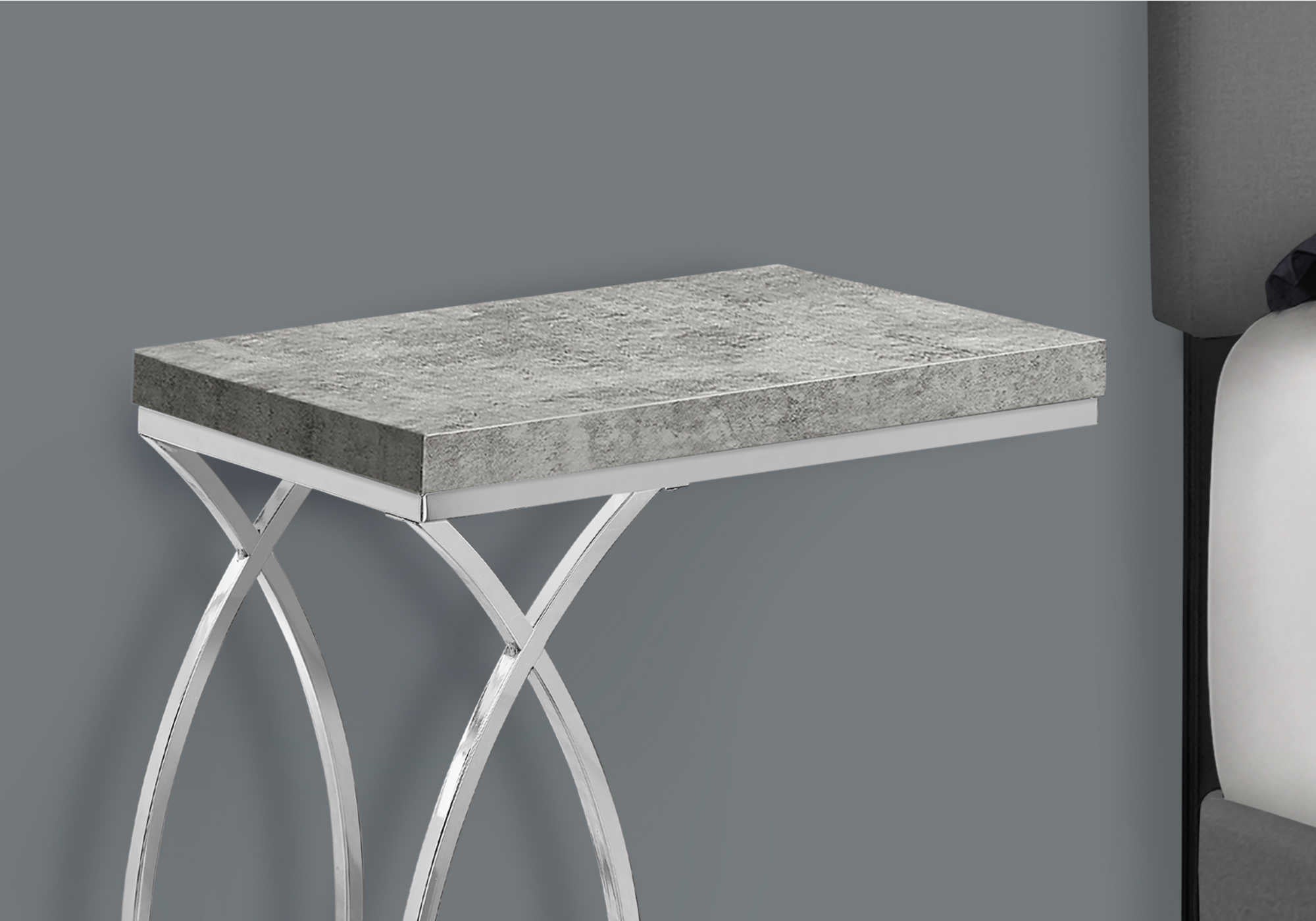 NIGHTSTAND - GREY CEMENT WITH CHROME METAL #I 3185