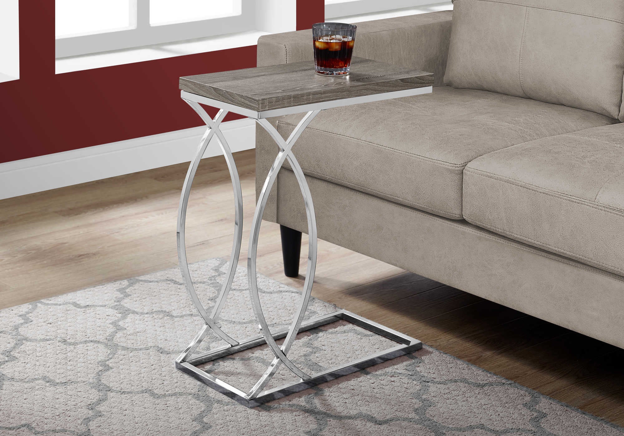 NIGHTSTAND - DARK TAUPE WITH CHROME METAL #I 3186