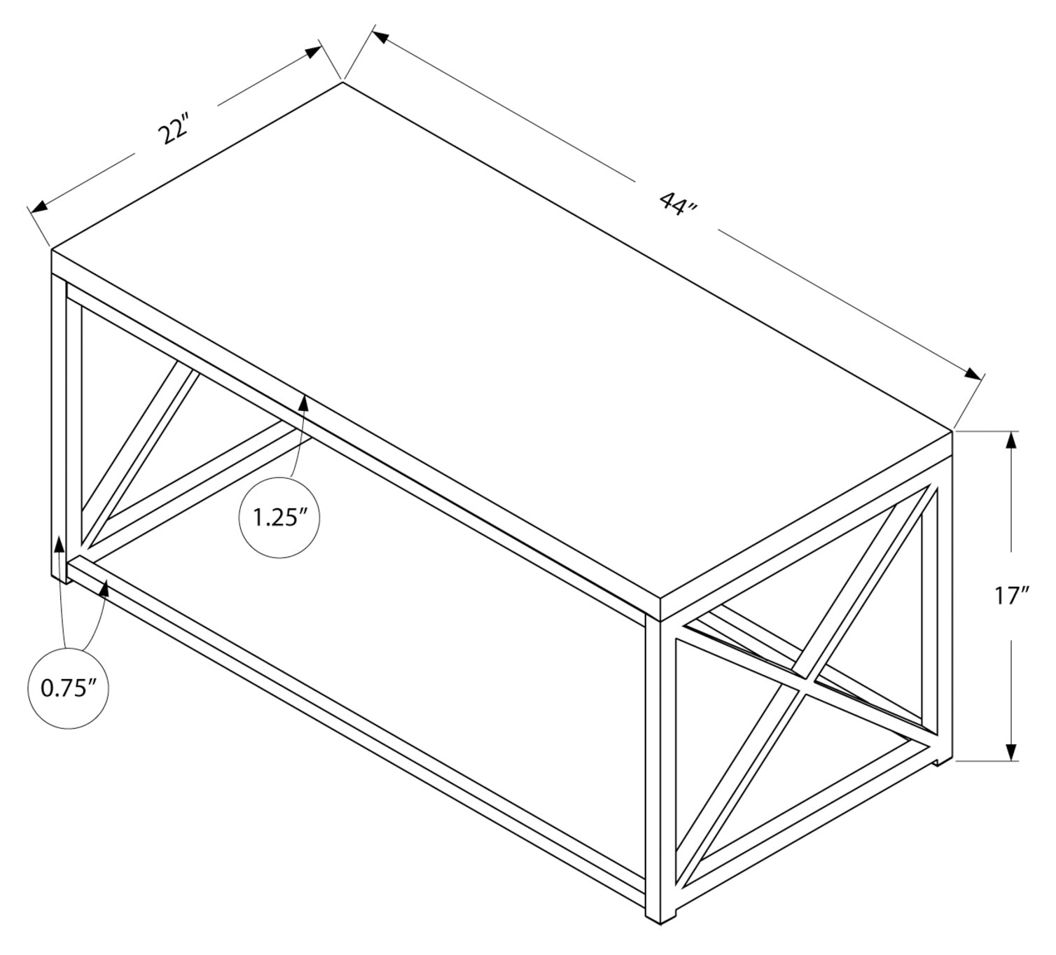 COFFEE TABLE - NATURAL WITH CHROME METAL # I 3208