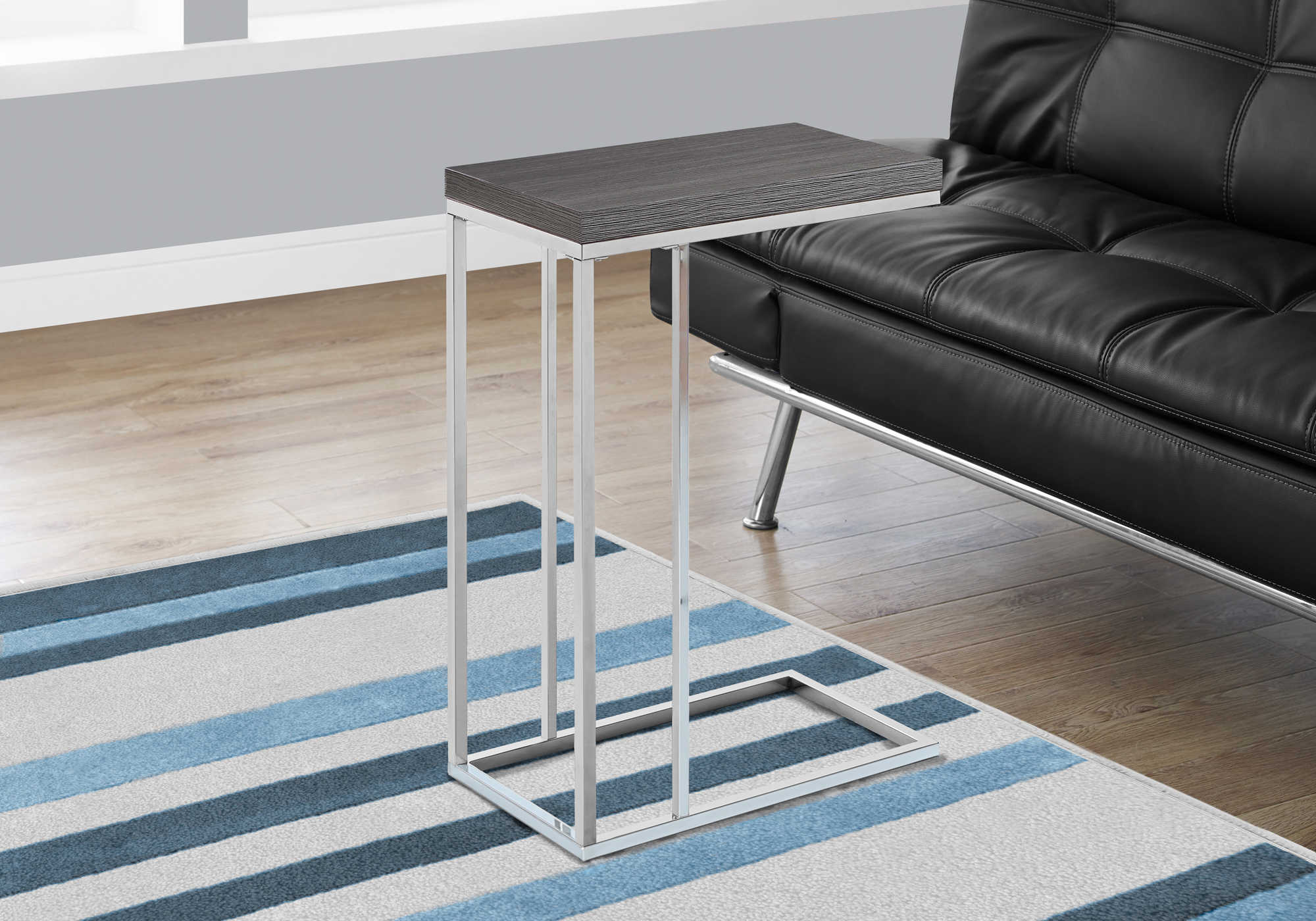 NIGHTSTAND - GREY WITH CHROME METAL #I 3228