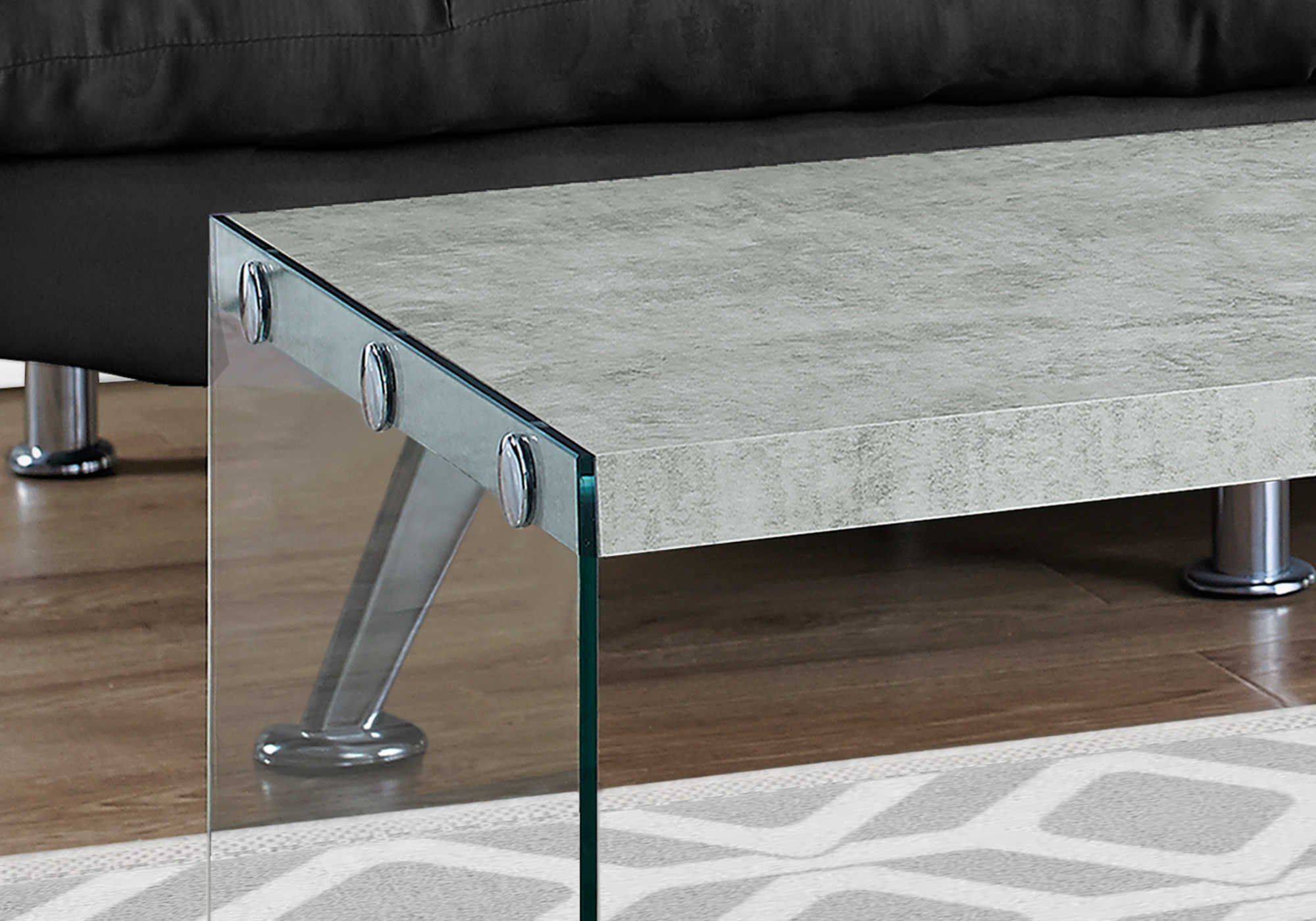 COFFEE TABLE - GREY CEMENT WITH TEMPERED GLASS # I 3230