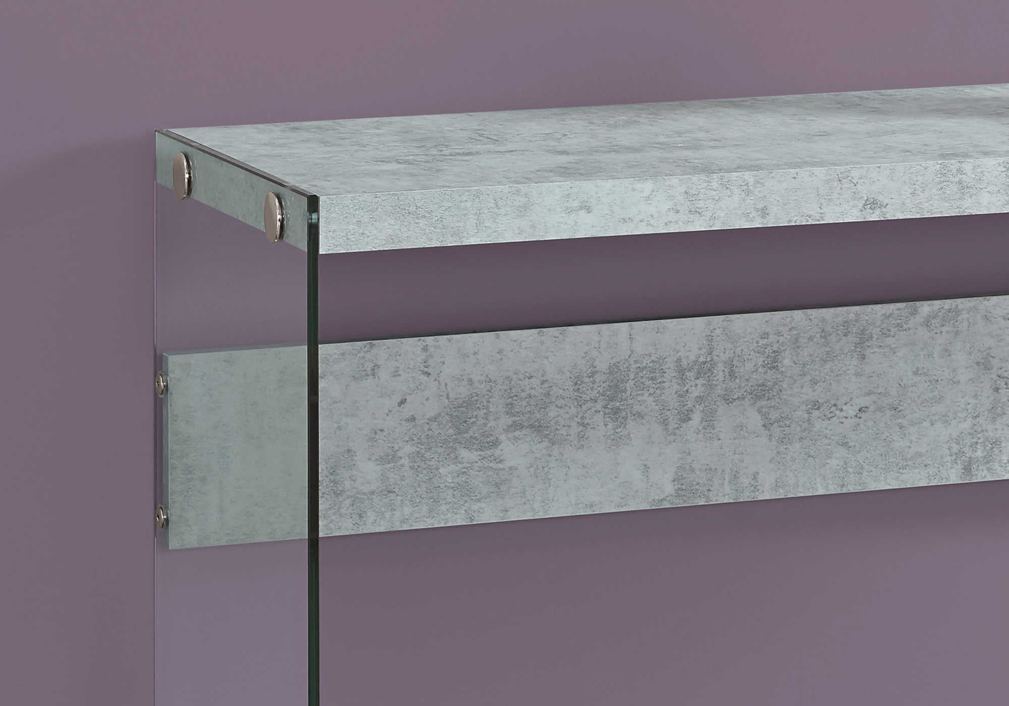 TABLE D'APPOINT - 44"L / CIMENT GRIS / VERRE TREMPÉ #I 3232