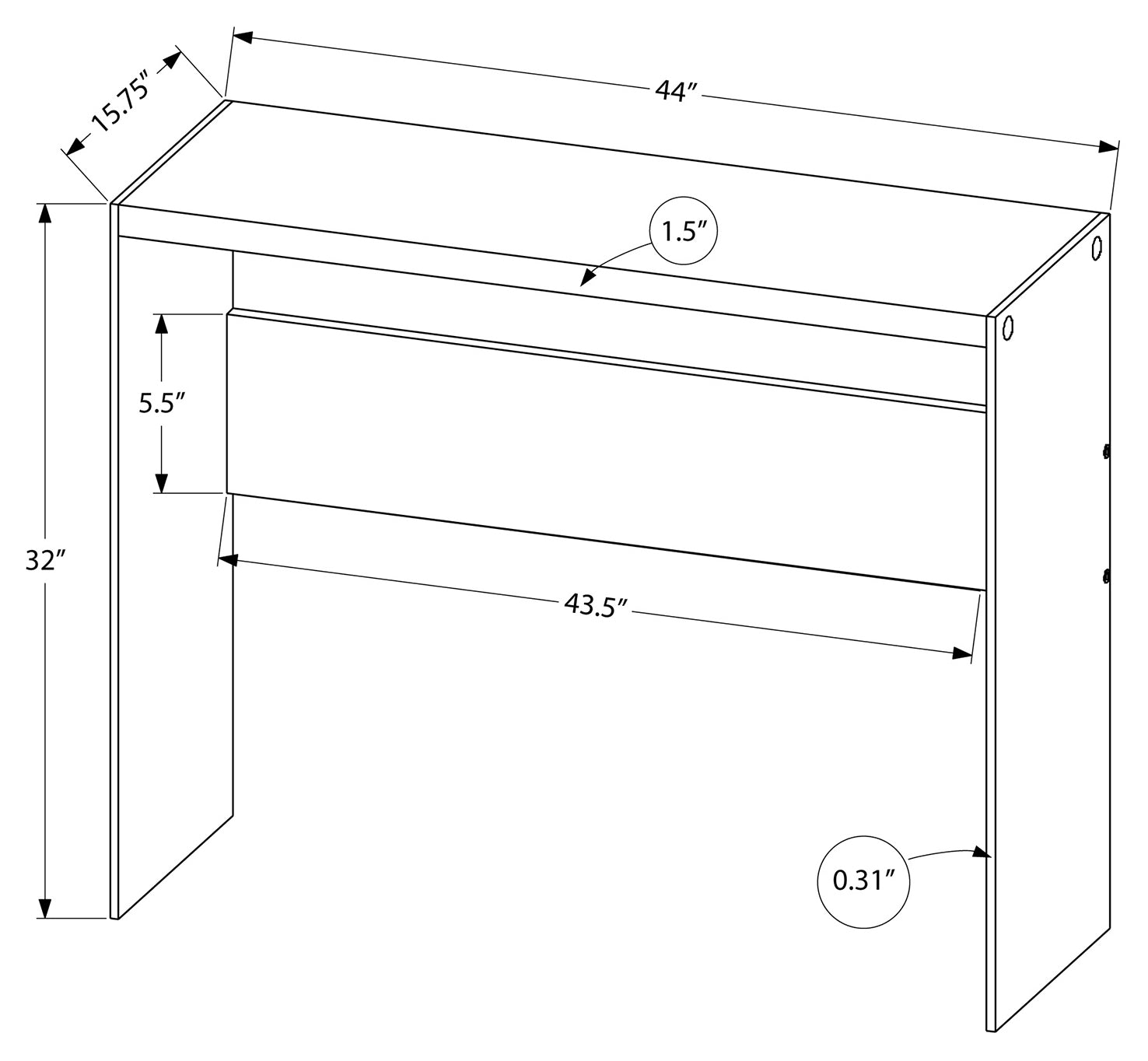 TABLE D'APPOINT - 44"L / CIMENT GRIS / VERRE TREMPÉ #I 3232