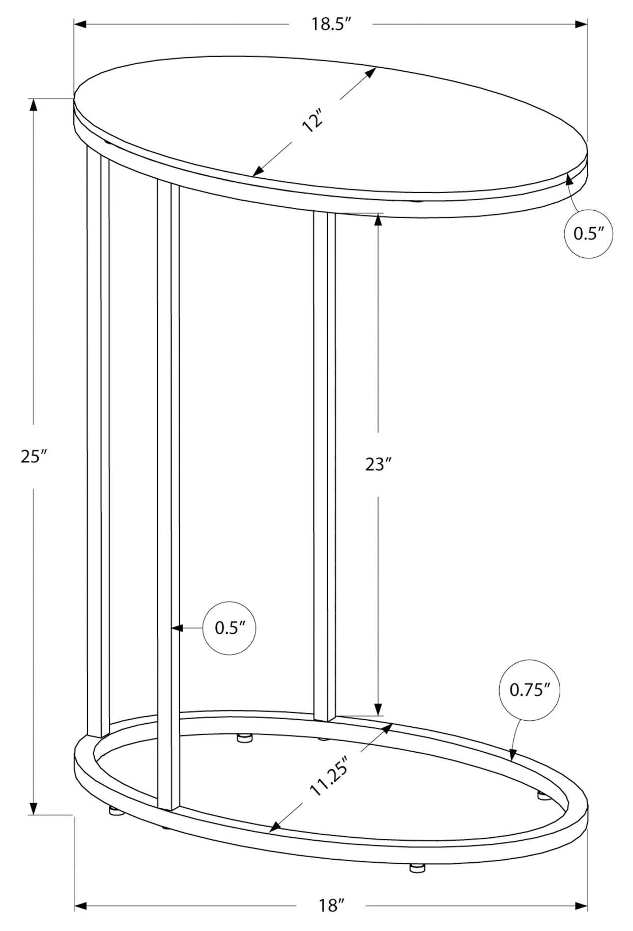 ACCENT TABLE - OVAL / GLOSSY WHITE WITH CHROME METAL #I 3246