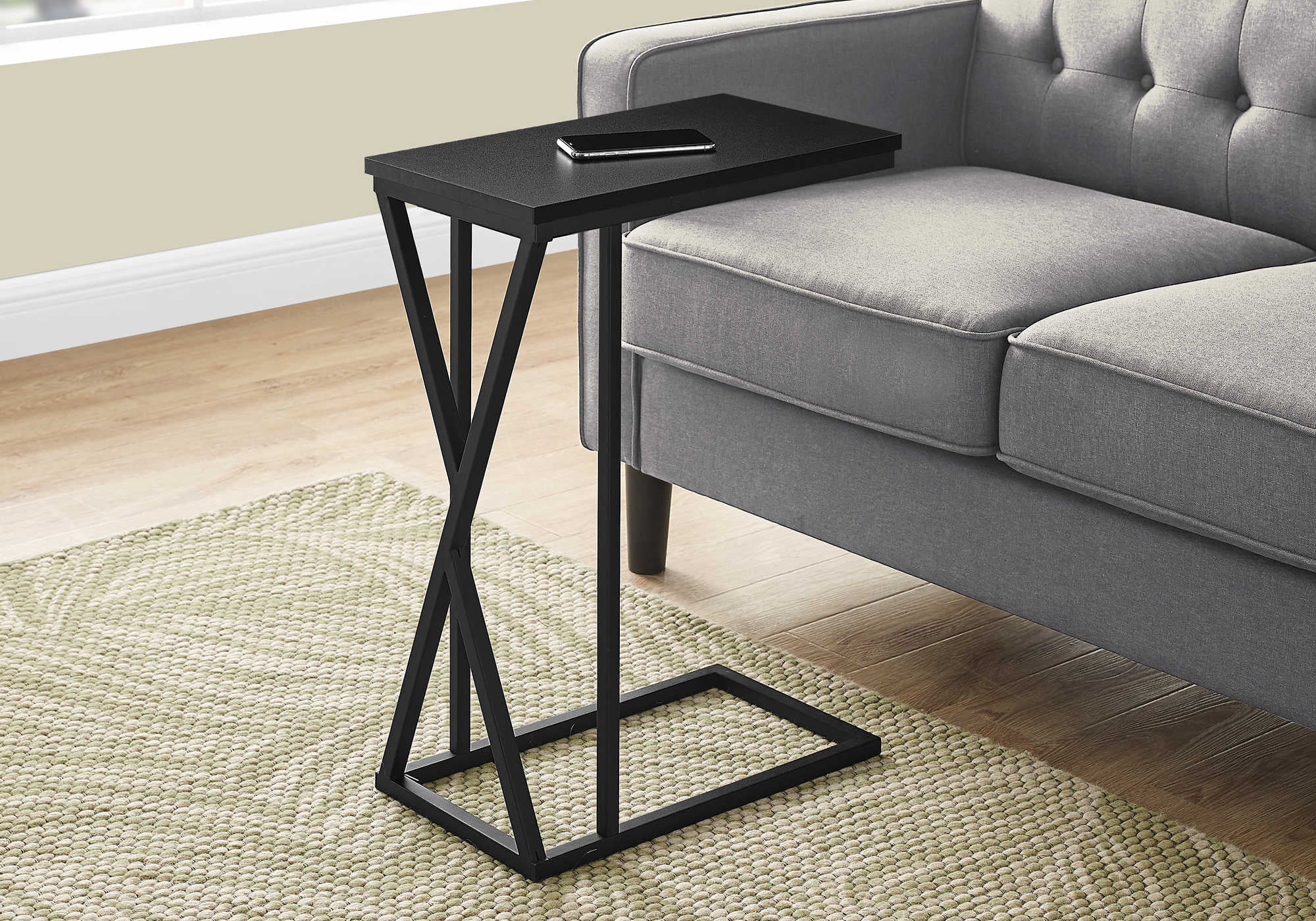 TABLE D'APPOINT - 25"H / NOIR / MÉTAL NOIR #I 3247