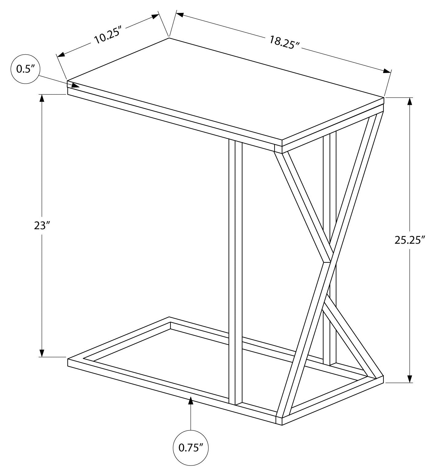 NIGHTSTAND - 25"H / DARK TAUPE / BLACK METAL #I 3249