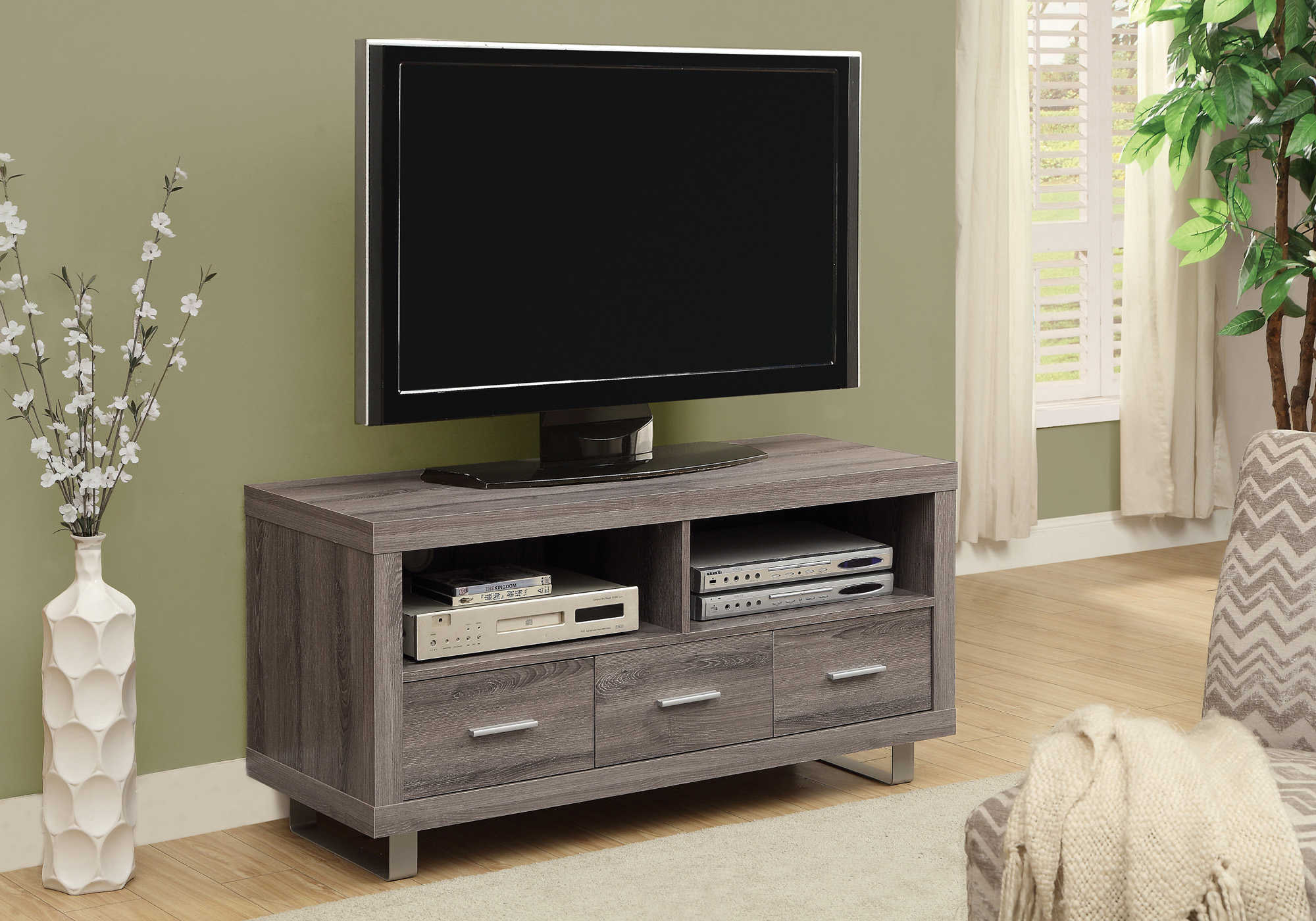 MEUBLE TV - 48" L / TAUPE FONCÉ AVEC 3 TIROIRS # I 3250