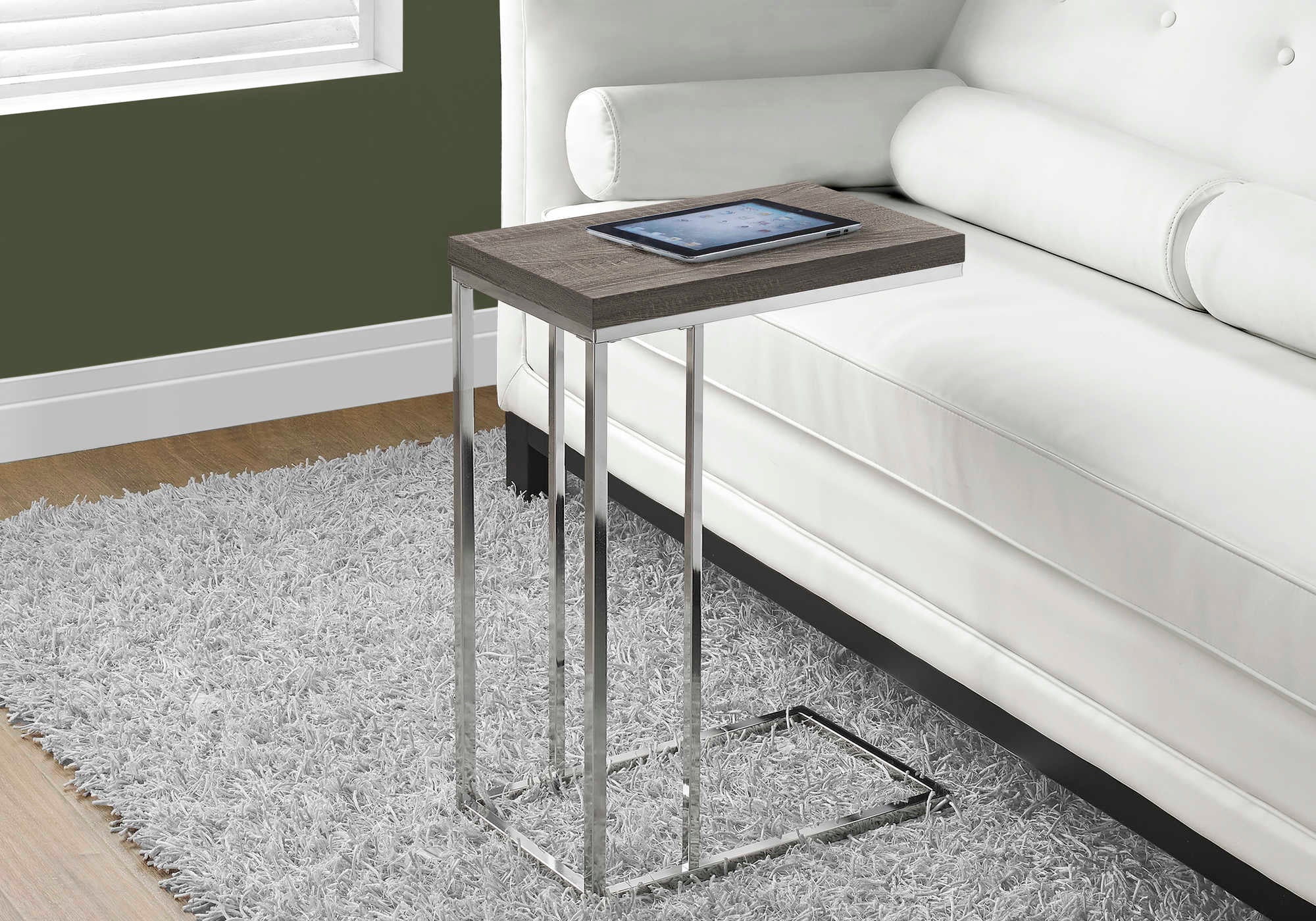 NIGHTSTAND - DARK TAUPE WITH CHROME METAL #I 3253