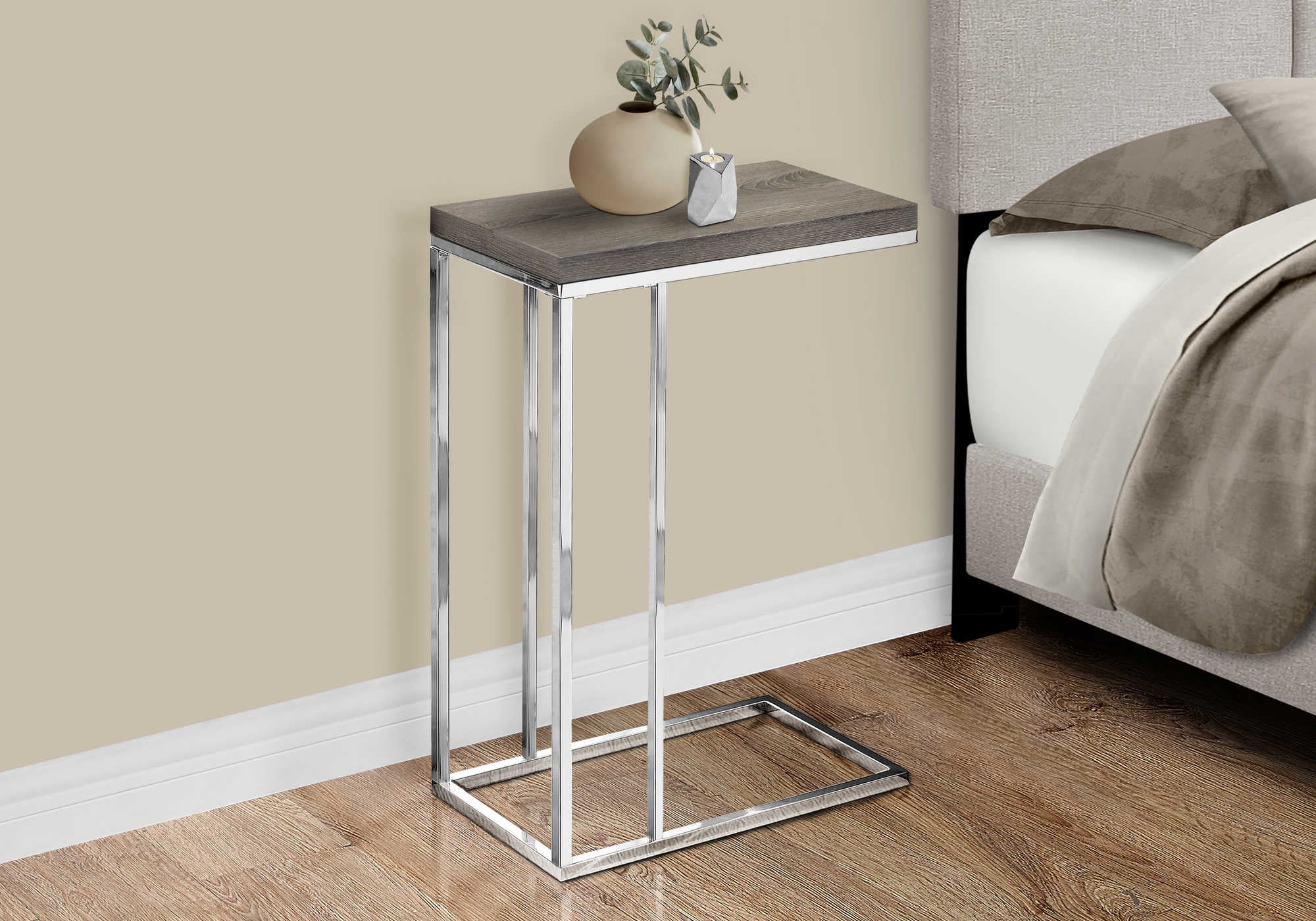 NIGHTSTAND - DARK TAUPE WITH CHROME METAL #I 3253