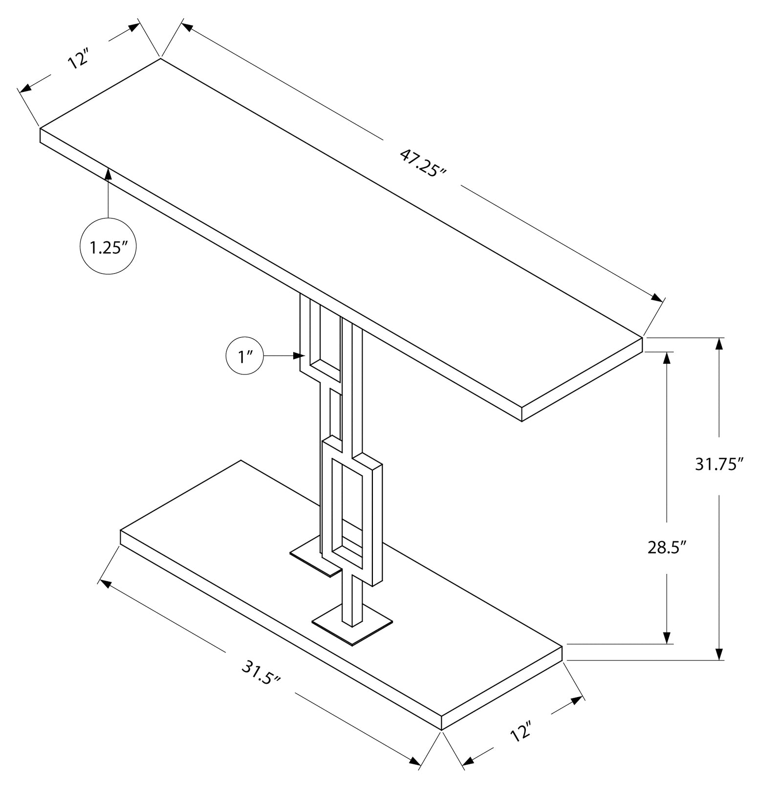 ACCENT TABLE - 48"L / GLOSSY WHITE / CHROME METAL #I 3266