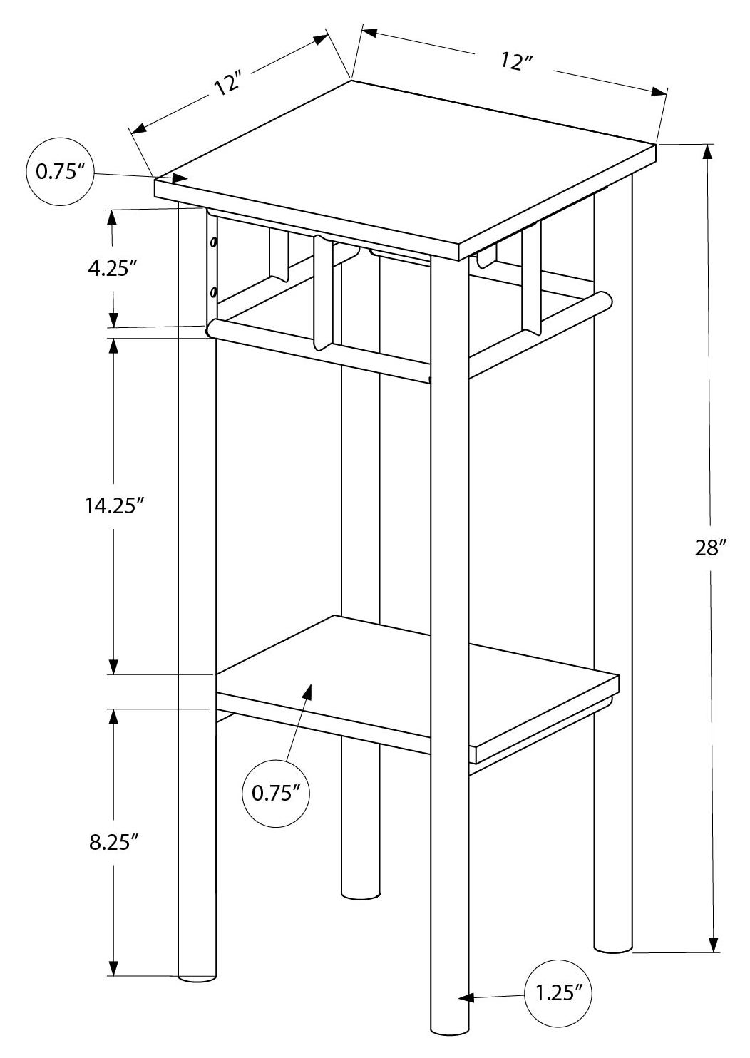 TABLE D'APPOINT - 28"H / NOIR / MÉTAL NOIR #I 3278