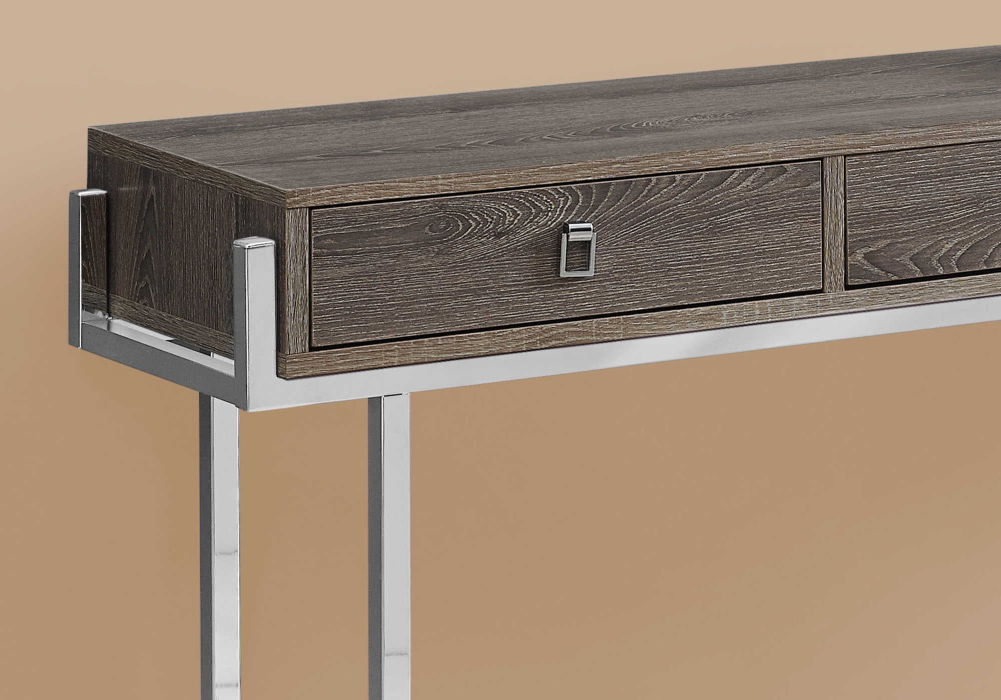 ACCENT TABLE - 48"L / DARK TAUPE / CHROME METAL #I 3299