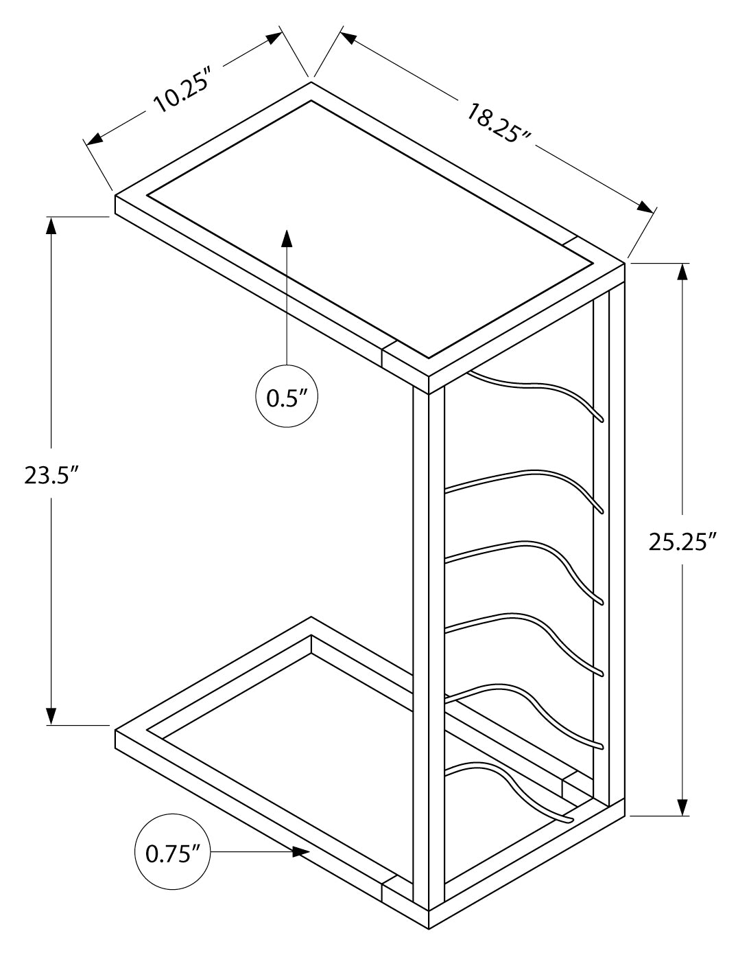 TABLE D'APPOINT - 25"H / ASPECT MARBRE BLANC / MÉTAL NOIR #I 3300