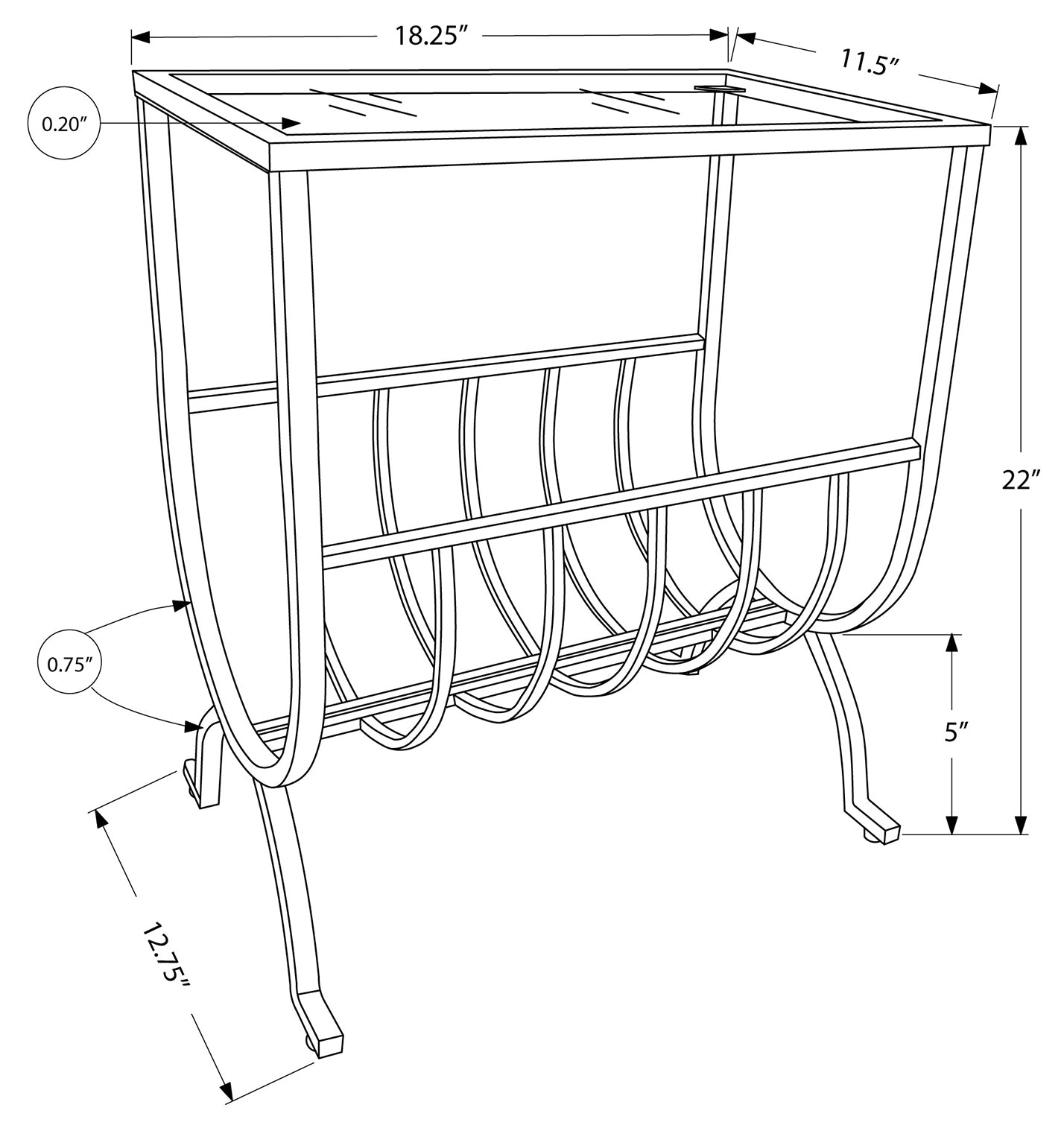 NIGHTSTAND - BLACK METAL WITH TEMPERED GLASS #I 3308