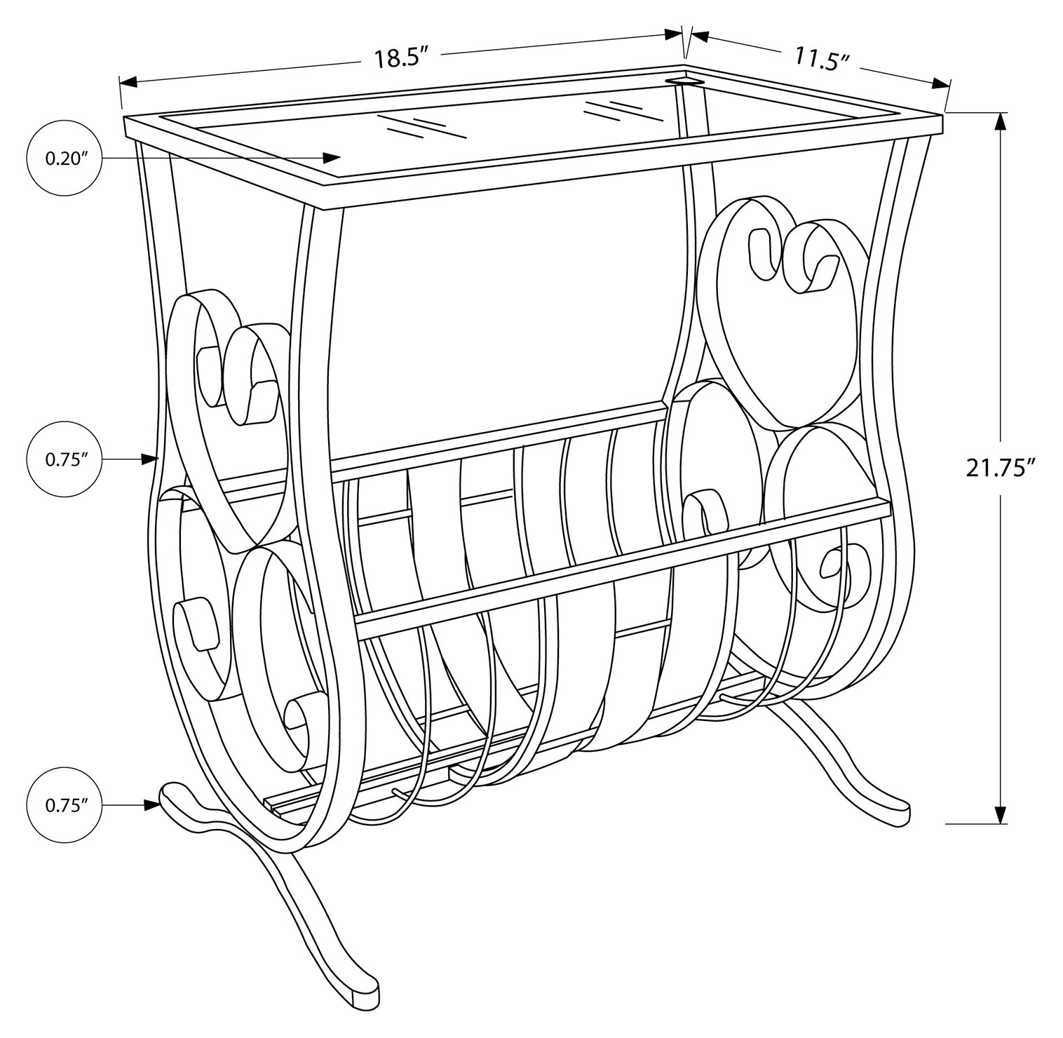 NIGHTSTAND - SATIN BLACK METAL  WITH TEMPERED GLASS #I 3314