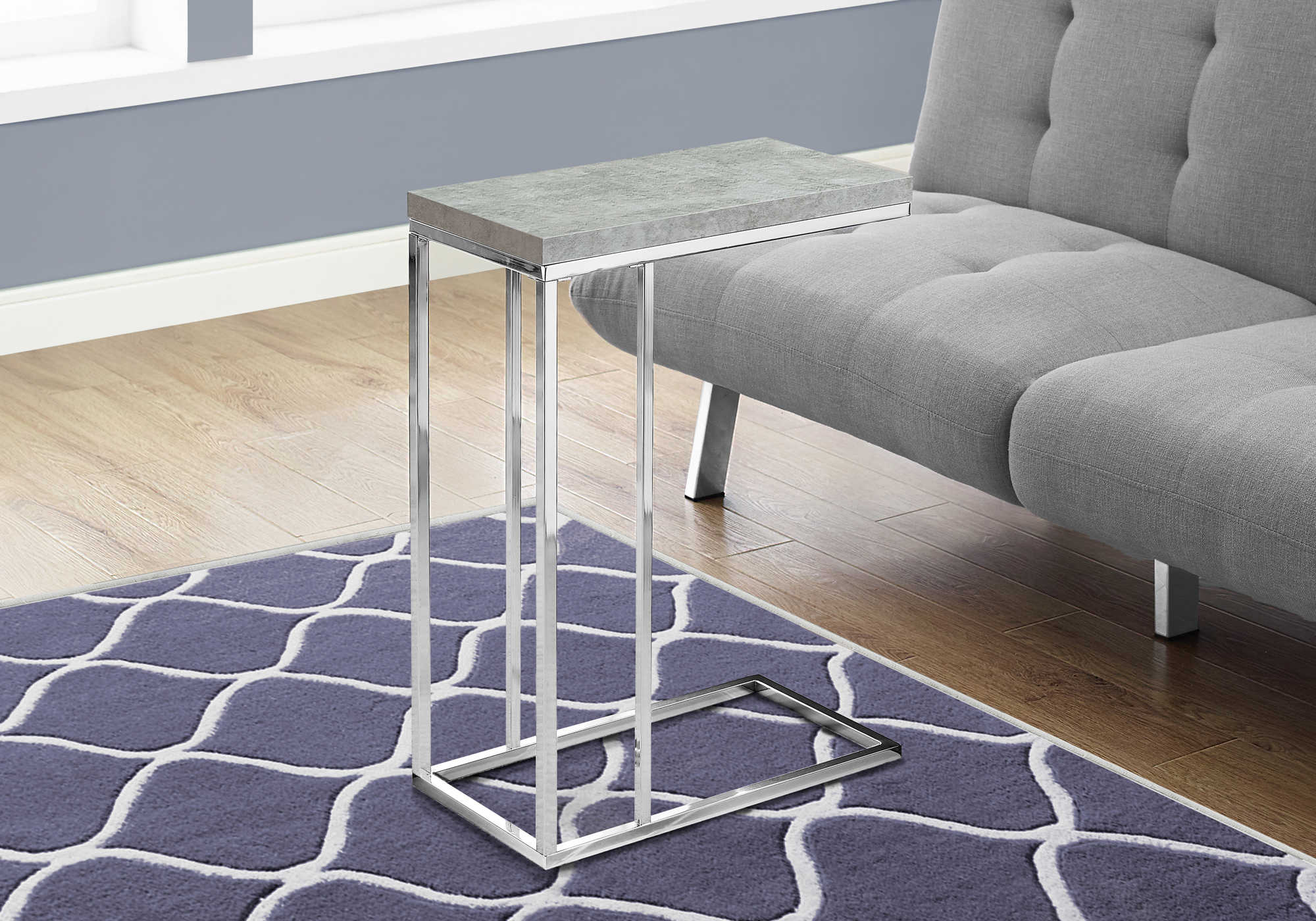 TABLE D'APPOINT - CIMENT GRIS AVEC MÉTAL CHROME #I 3372