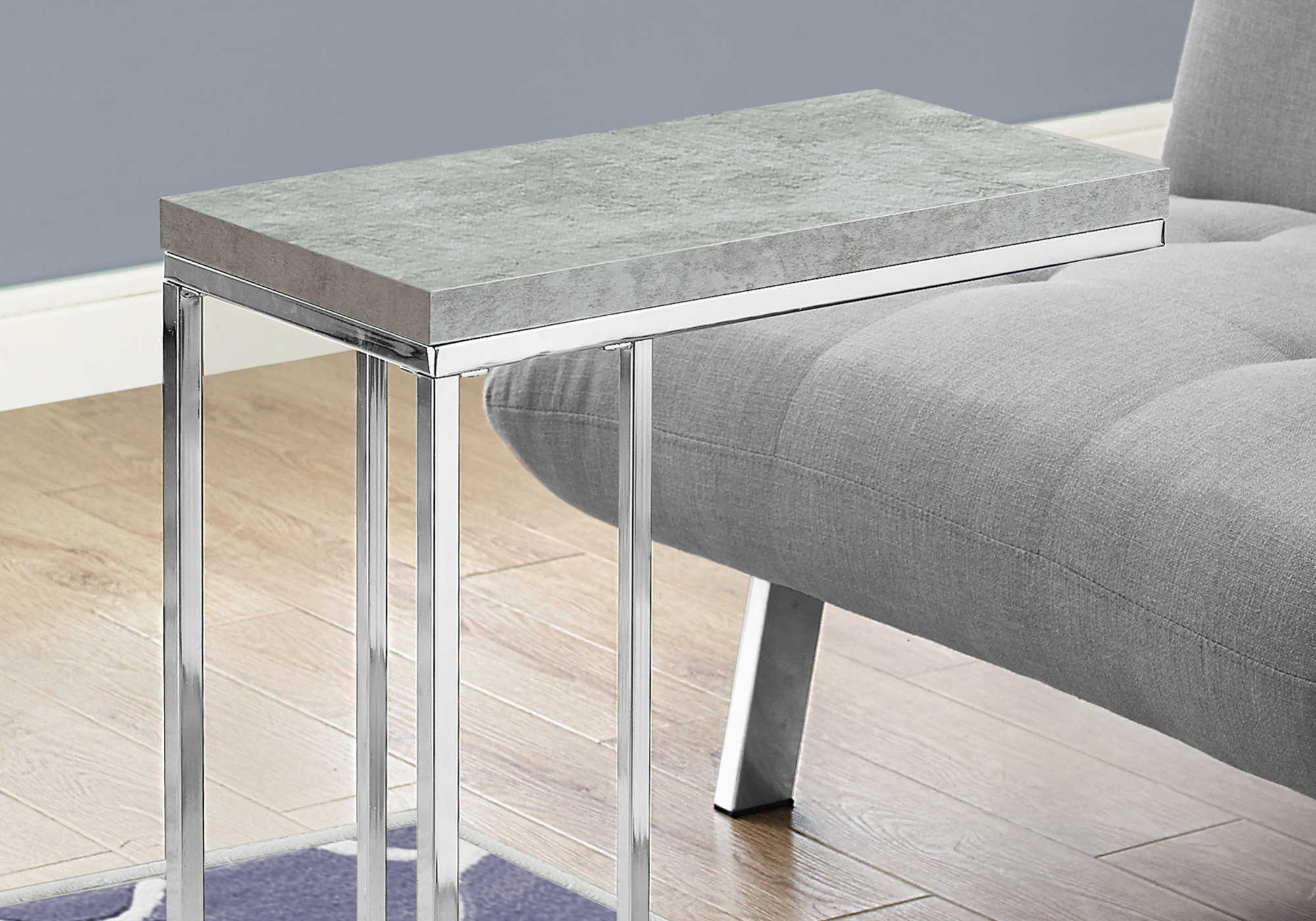 ACCENT TABLE - GREY CEMENT WITH CHROME METAL #I 3372