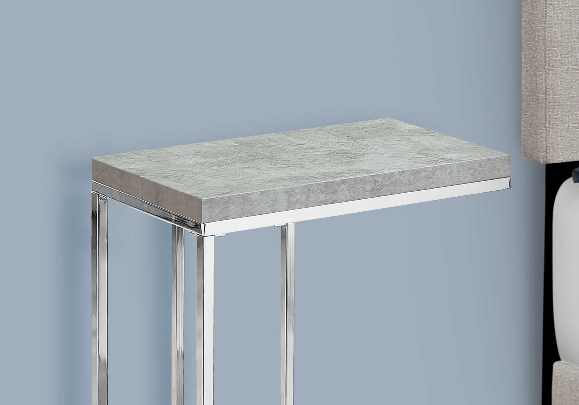 ACCENT TABLE - GREY CEMENT WITH CHROME METAL #I 3372