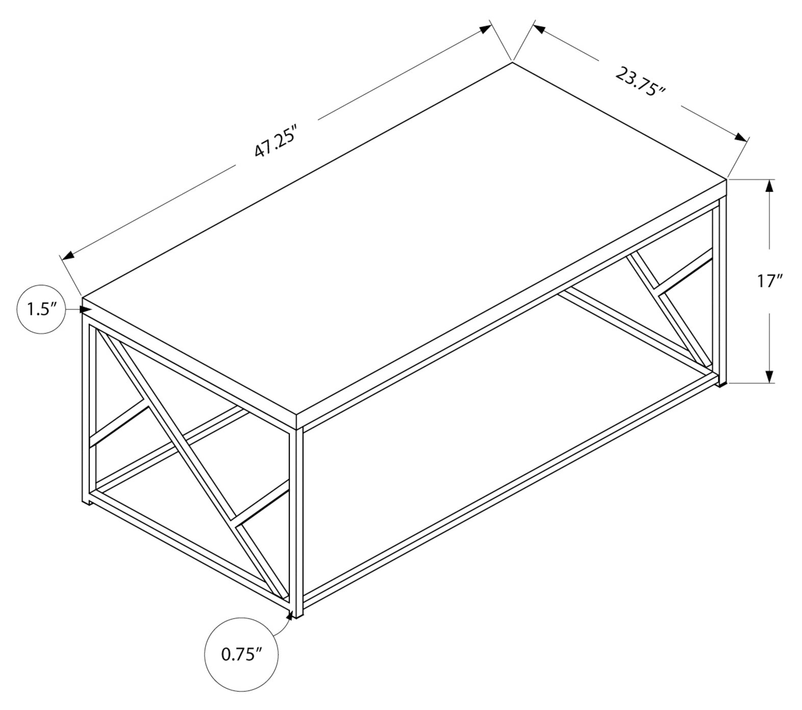 TABLE BASSE - CIMENT GRIS AVEC MÉTAL CHROME # I 3375