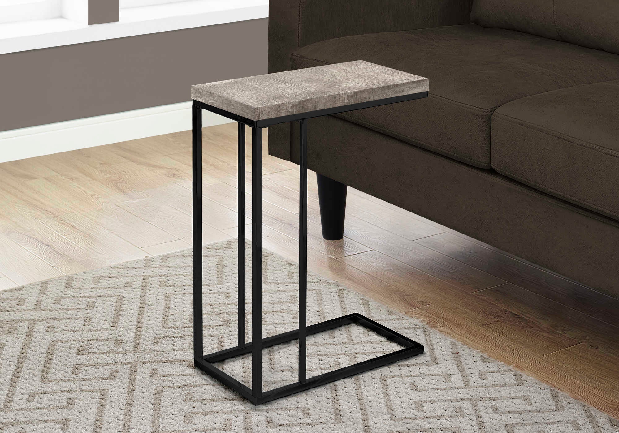 ACCENT TABLE - TAUPE RECLAIMED WOOD-LOOK / BLACK METAL #I 3405