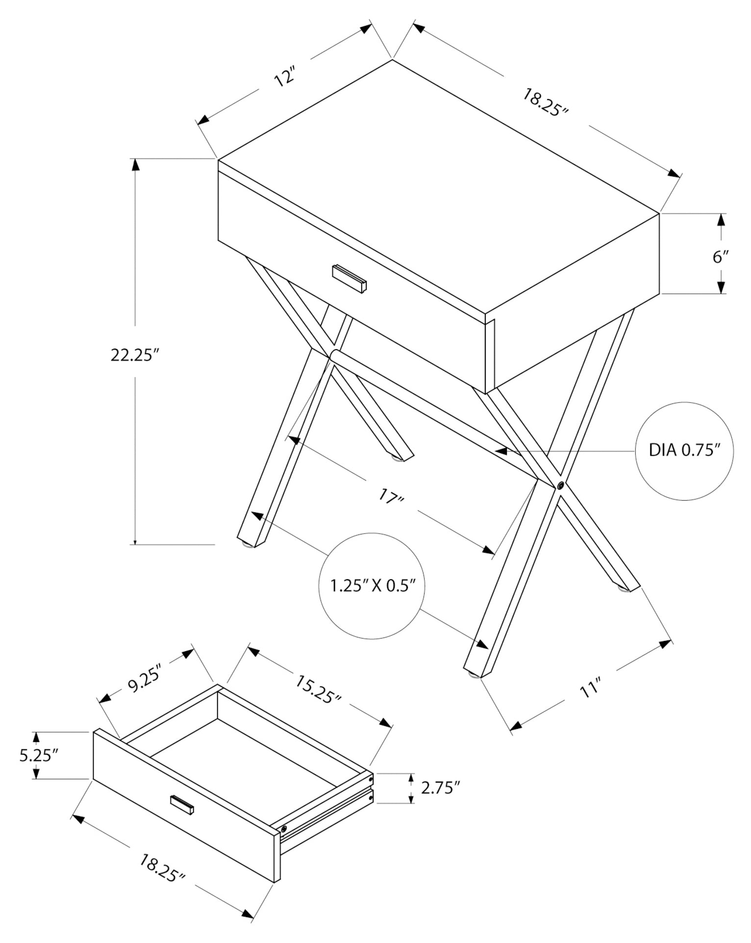 TABLE D'APPOINT - 24"H / BOIS RÉCUPÉRÉ BRUN / MÉTAL NOIR #I 3450