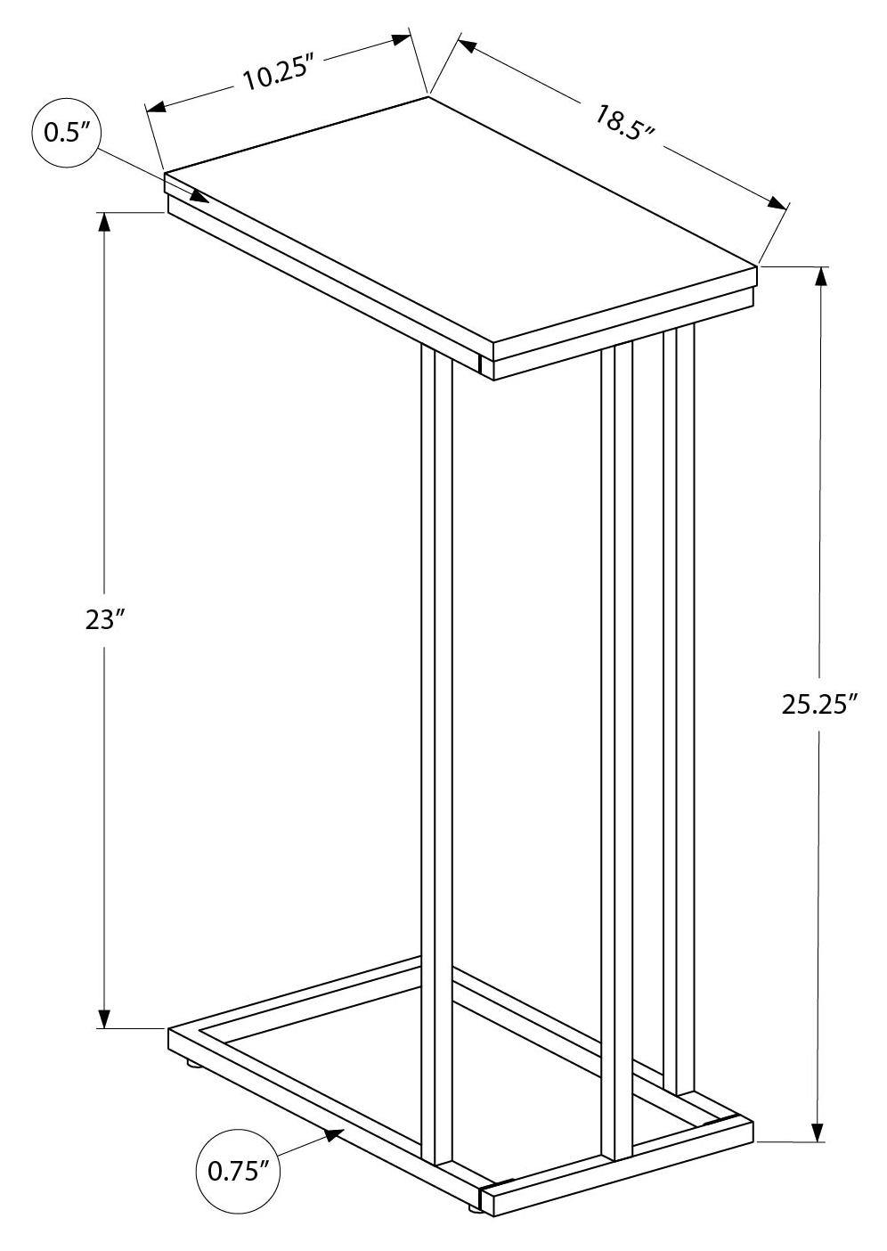 TABLE D'APPOINT - 25"H / NOIR / MÉTAL NOIR #I 3467