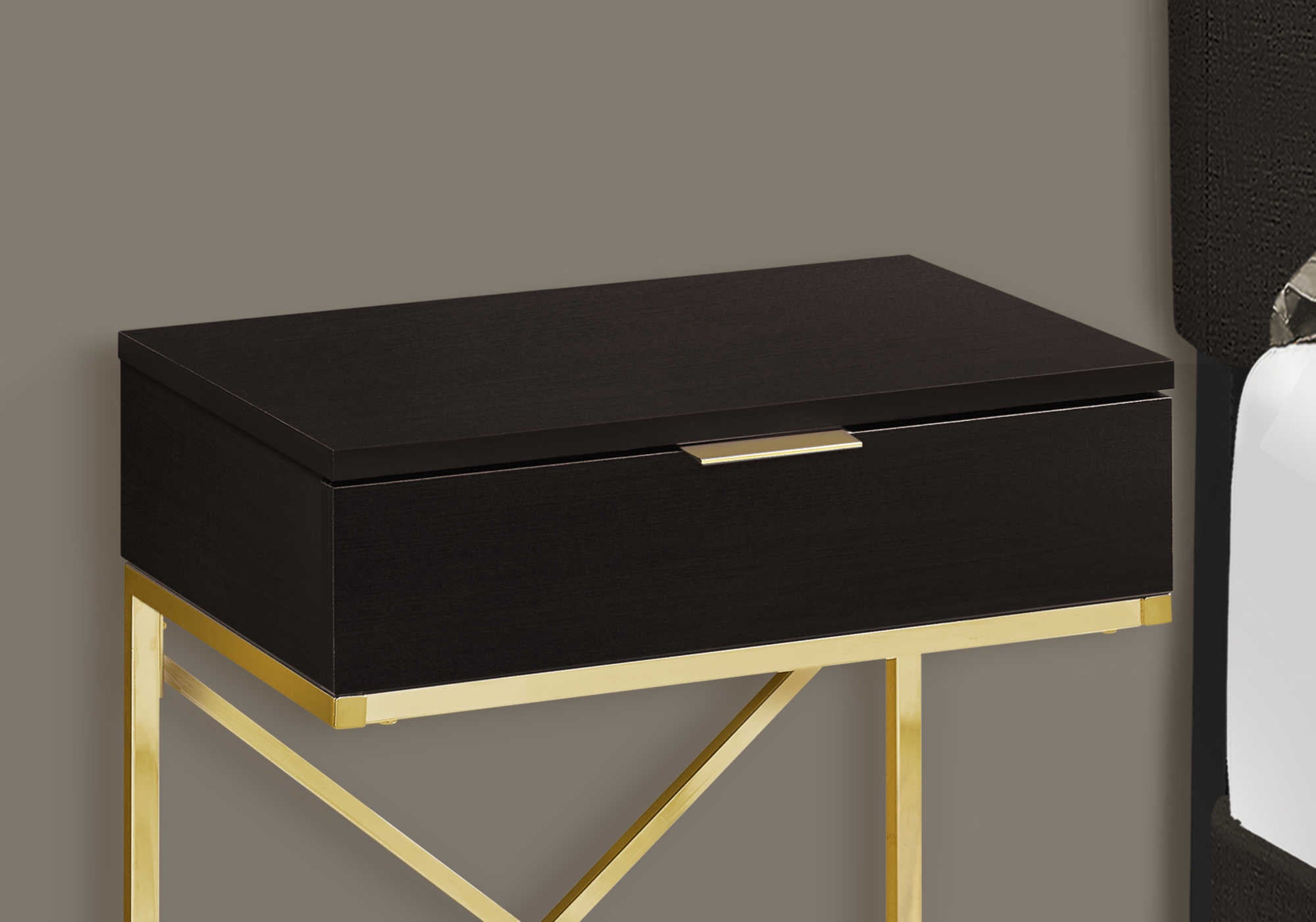 ACCENT TABLE - 24"H / ESPRESSO / GOLD METAL #I 3476