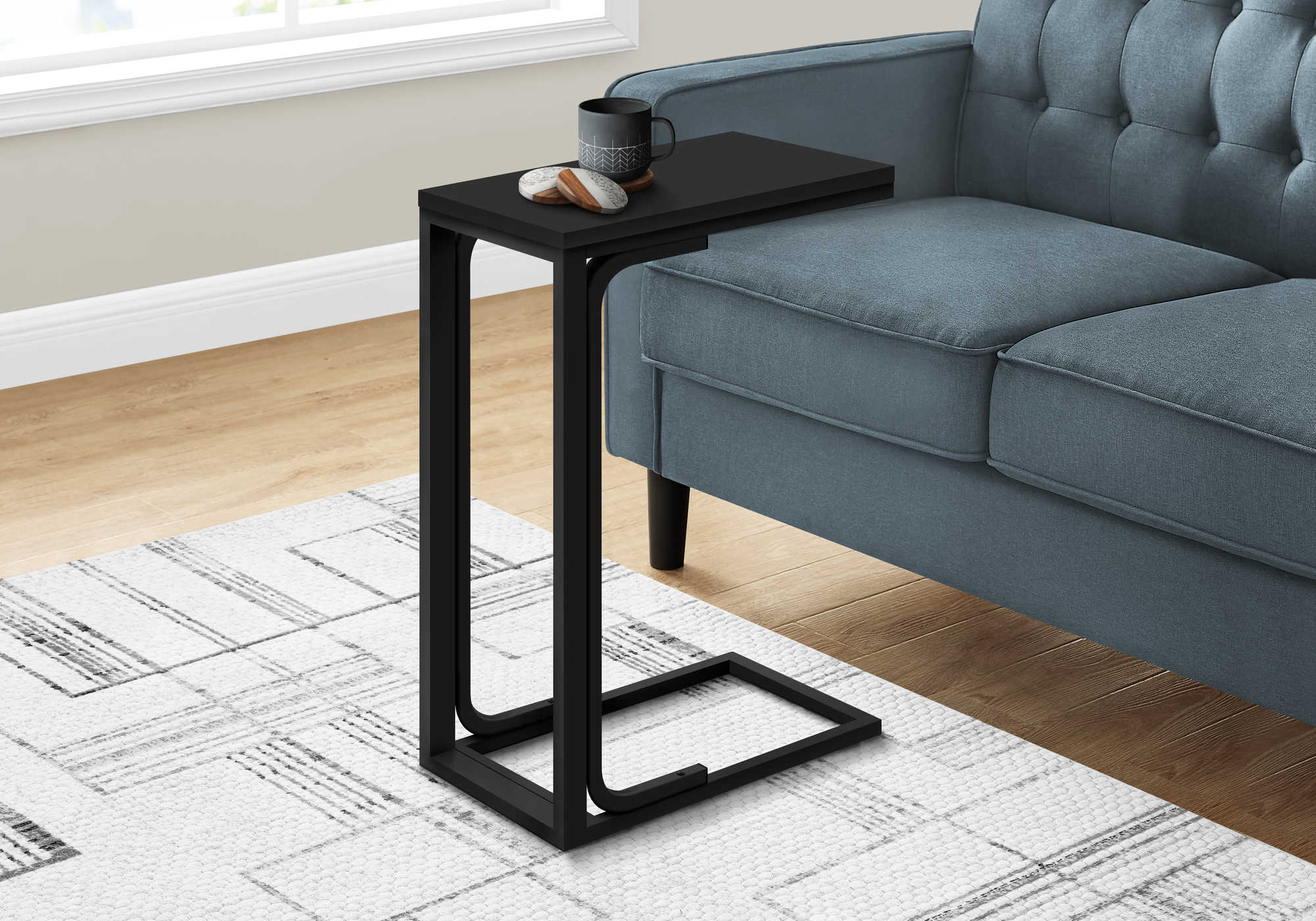 NIGHTSTAND - 25"H / BLACK / BLACK METAL #I 3477