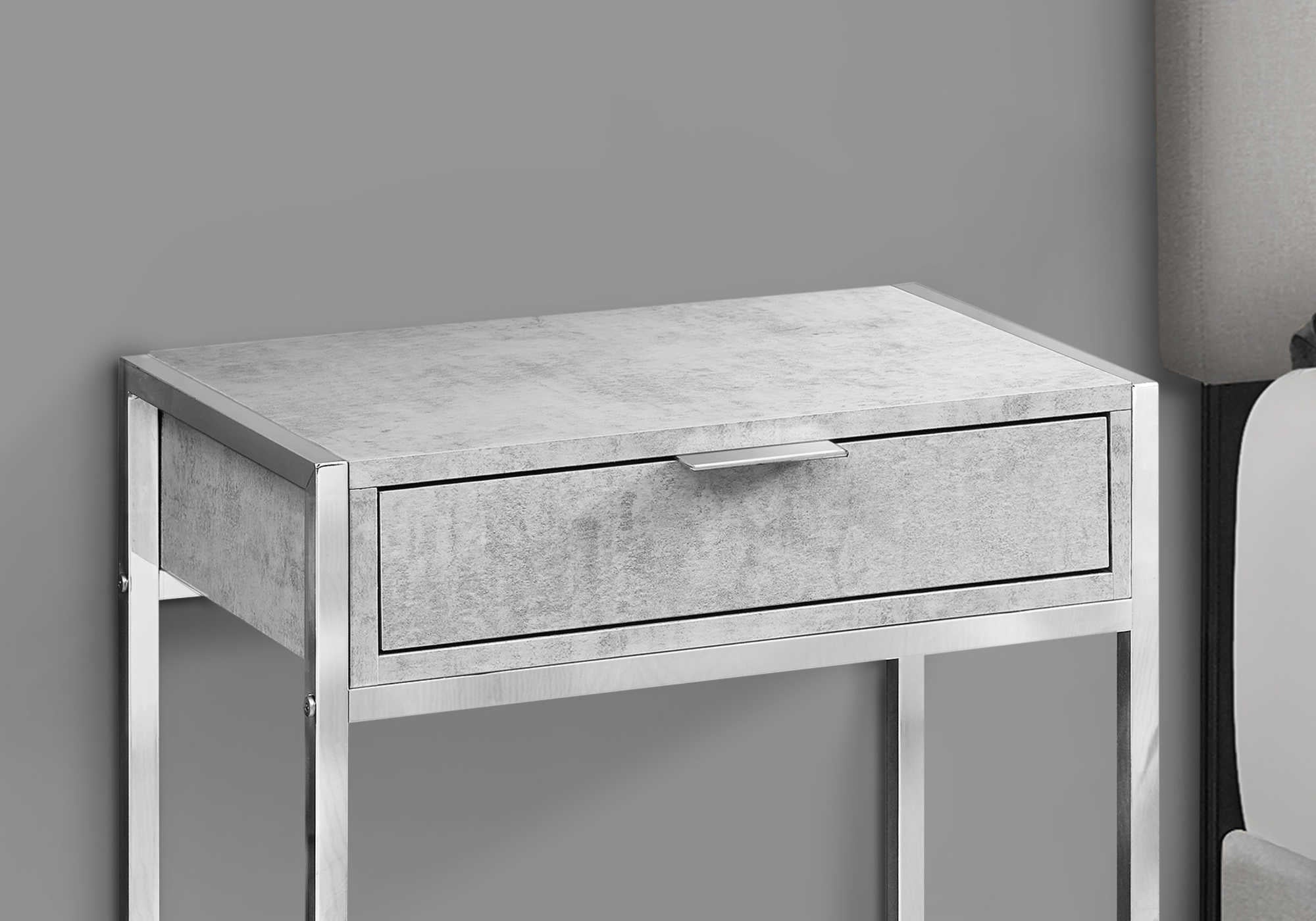 ACCENT TABLE - 24"H / GREY CEMENT / CHROME METAL #I 3481