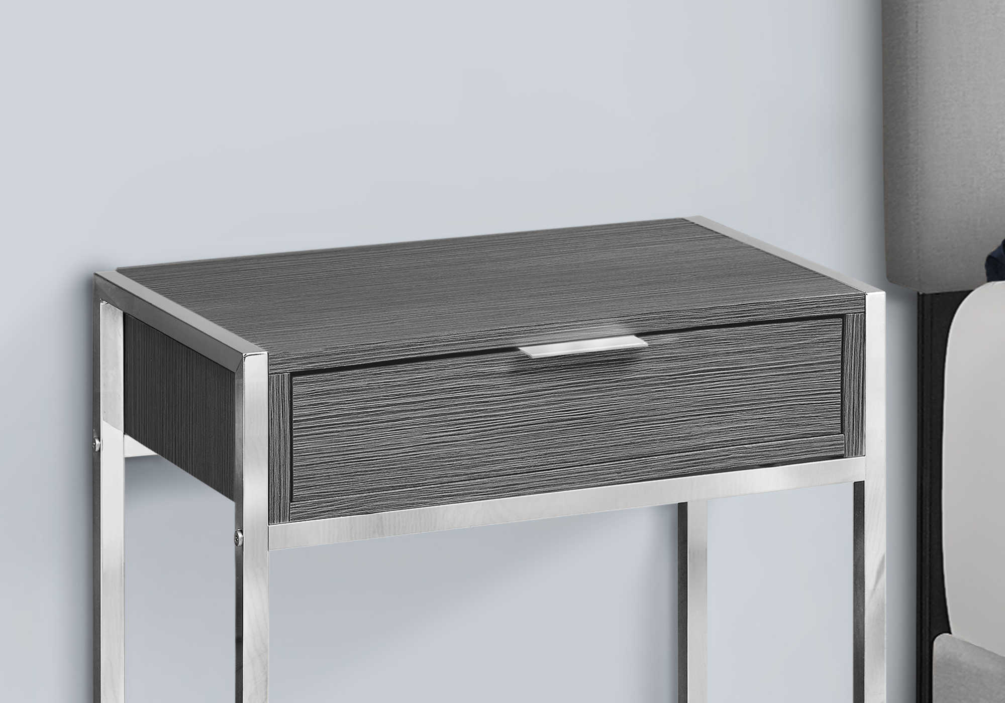 ACCENT TABLE - 24"H / GREY / CHROME METAL #I 3484