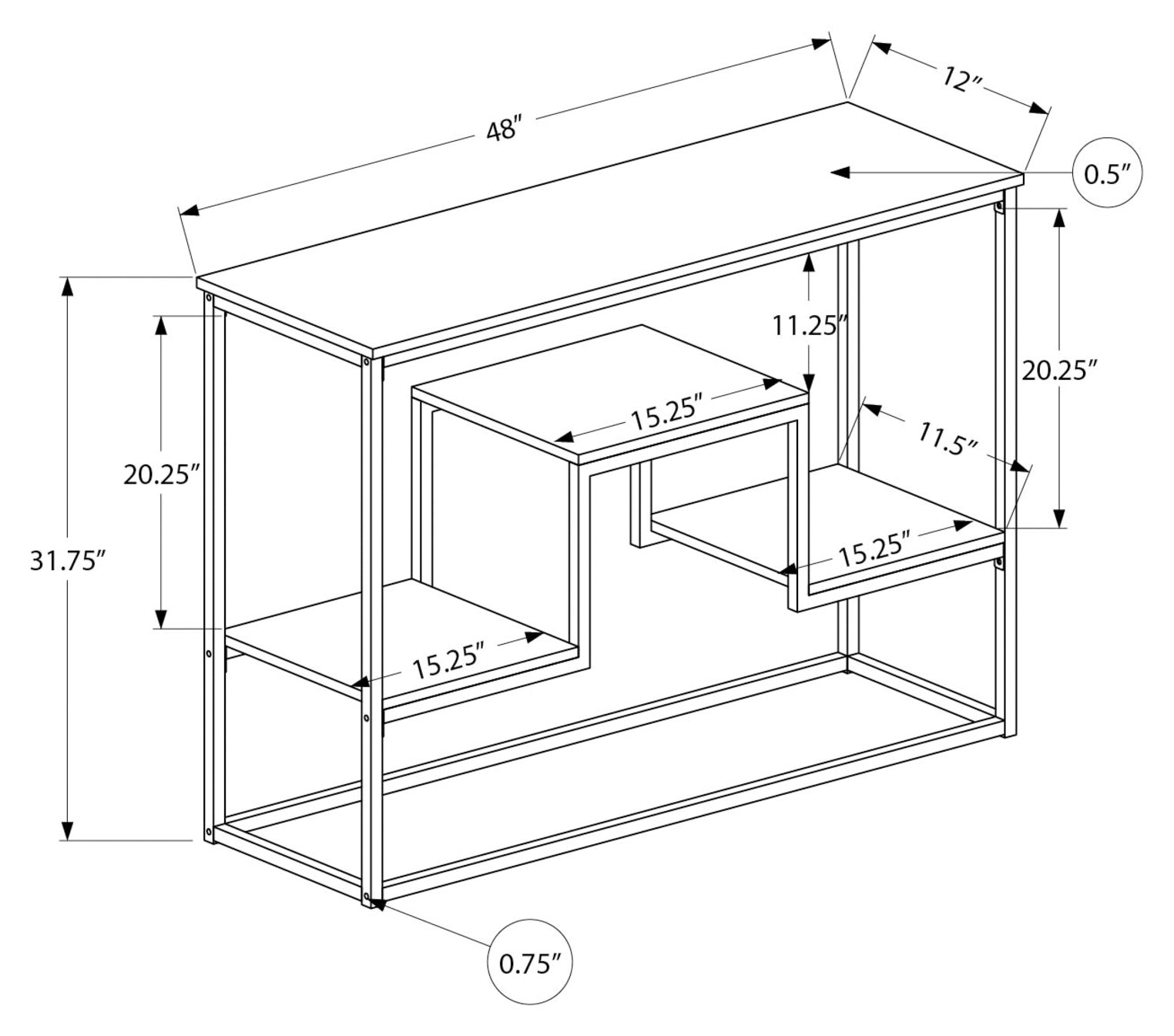 ACCENT TABLE - 48"L / TAUPE / BLACK METAL HALL CONSOLE #I 3581