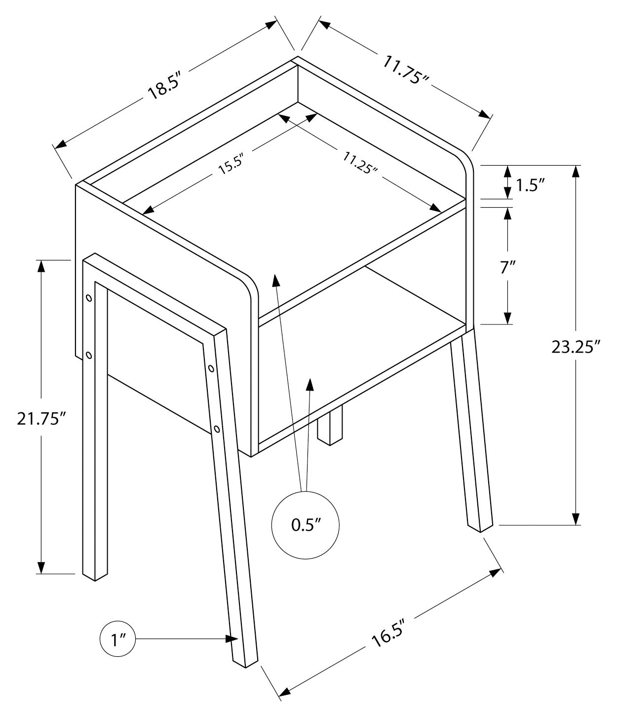 NIGHTSTAND - 23"H / BROWN RECLAIMED-LOOK / BLACK METAL #I 3583