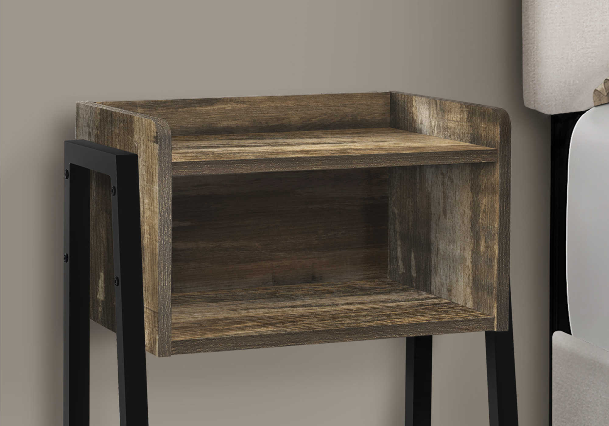 NIGHTSTAND - 23"H / BROWN RECLAIMED-LOOK / BLACK METAL #I 3583