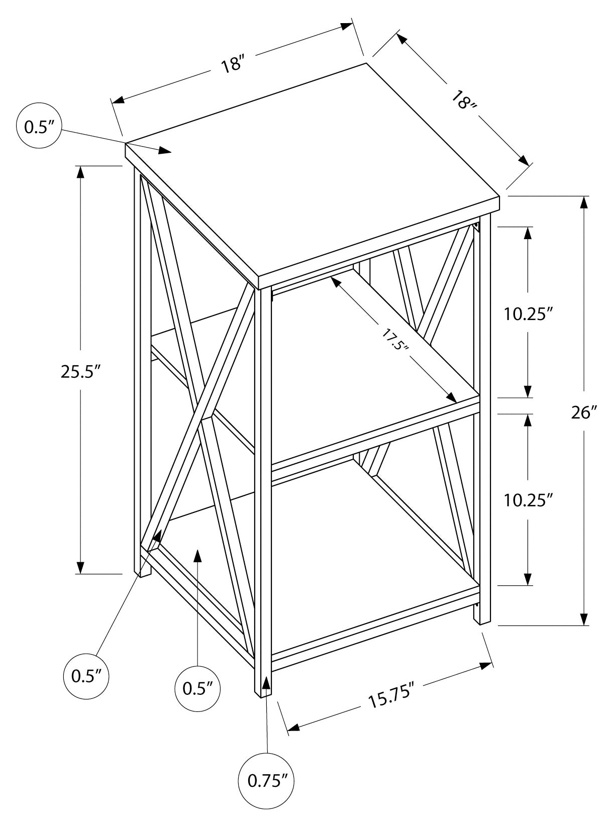 TABLE DE NUIT - 26"H / GRIS / MÉTAL NOIR #I 3596