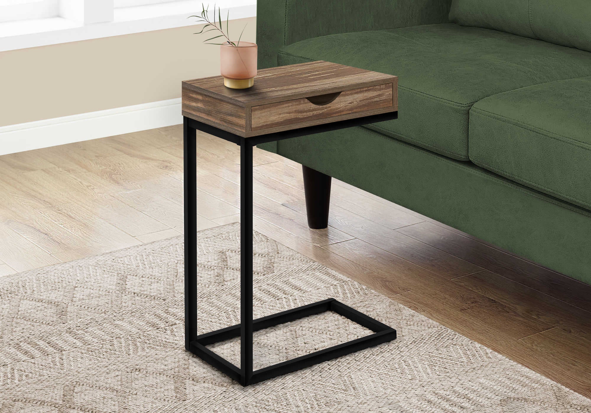 NIGHTSTAND - BROWN RECLAIMED-LOOK / BLACK METAL #I 3602