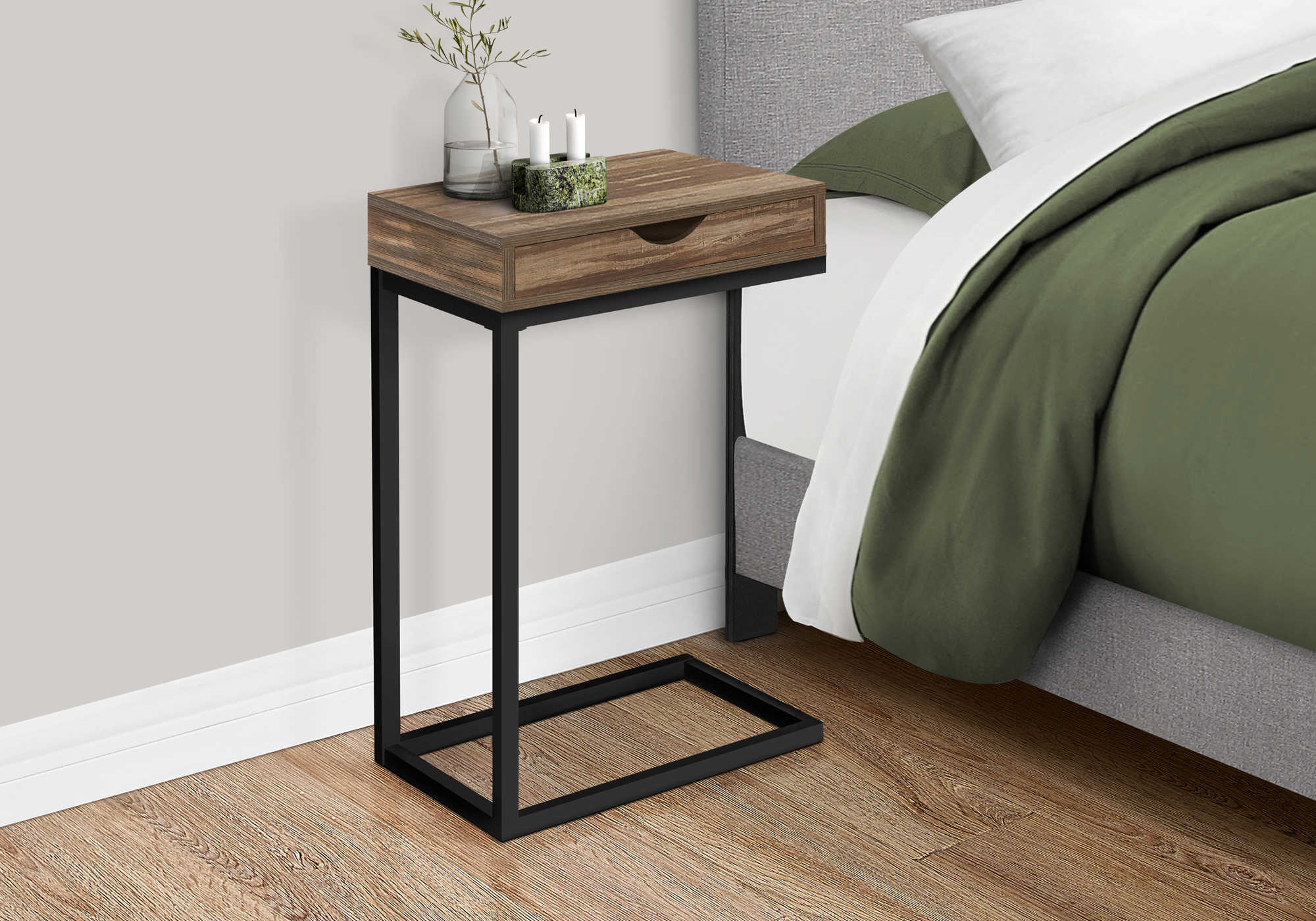 NIGHTSTAND - BROWN RECLAIMED-LOOK / BLACK METAL #I 3602