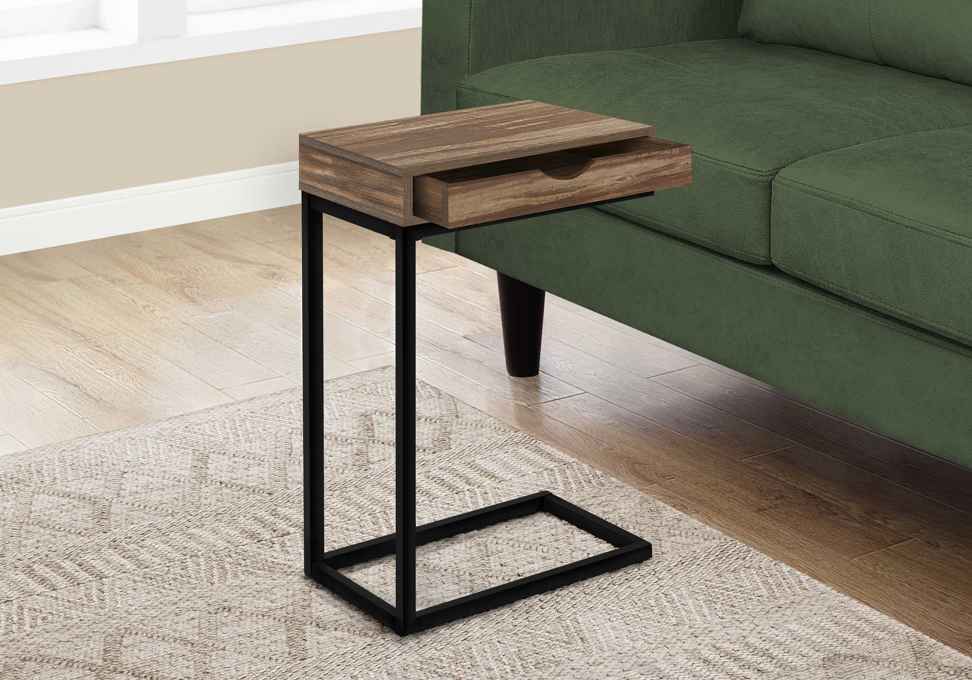 NIGHTSTAND - BROWN RECLAIMED-LOOK / BLACK METAL #I 3602