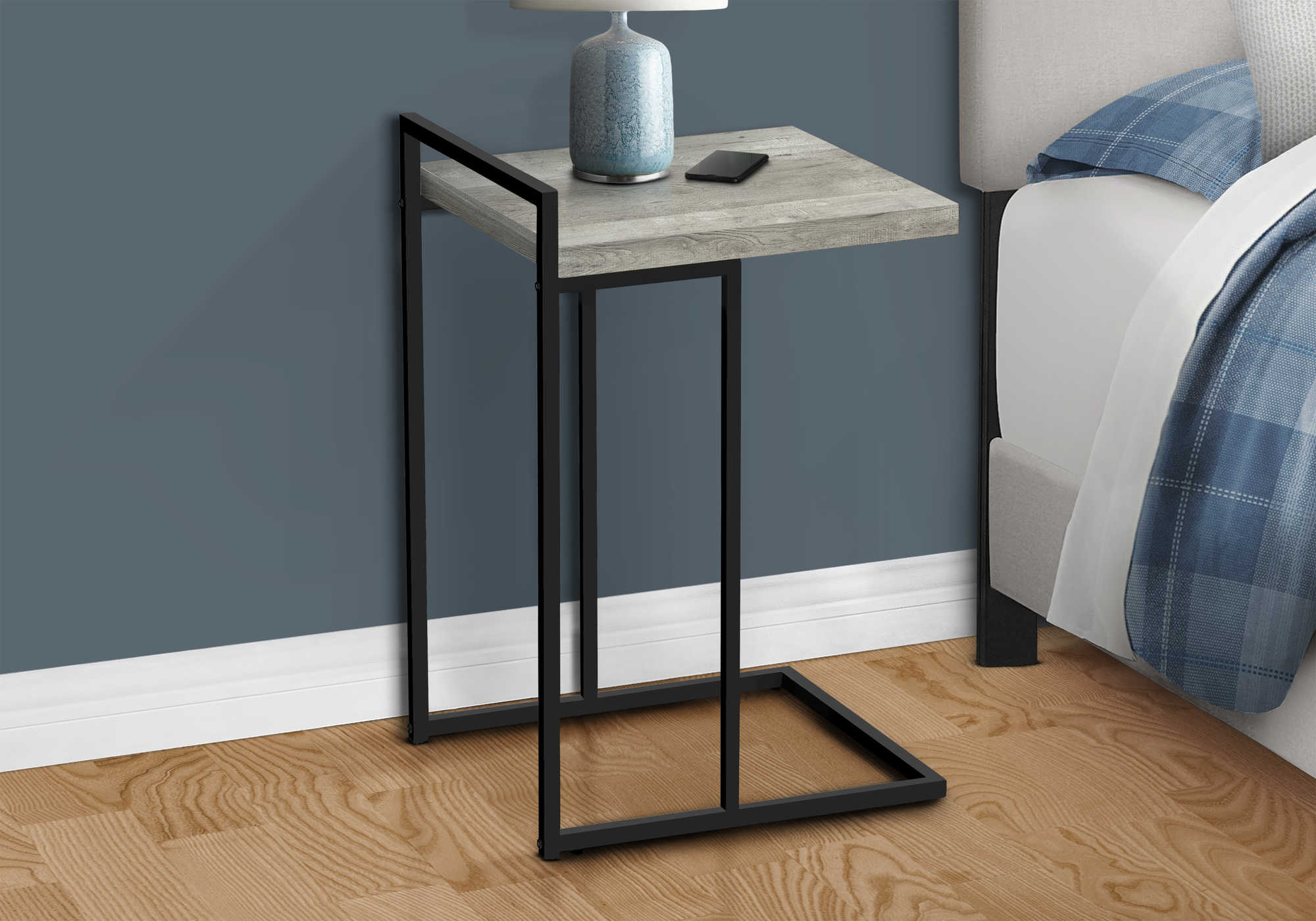 NIGHTSTAND - 25"H / GREY RECLAIMED WOOD / BLACK METAL #I 3631