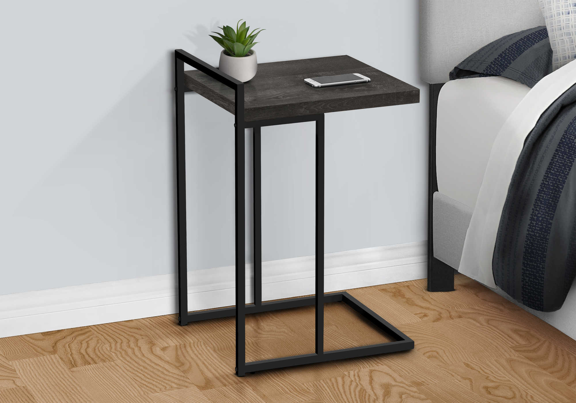 NIGHTSTAND - 25"H / BLACK RECLAIMED WOOD / BLACK METAL #I 3633