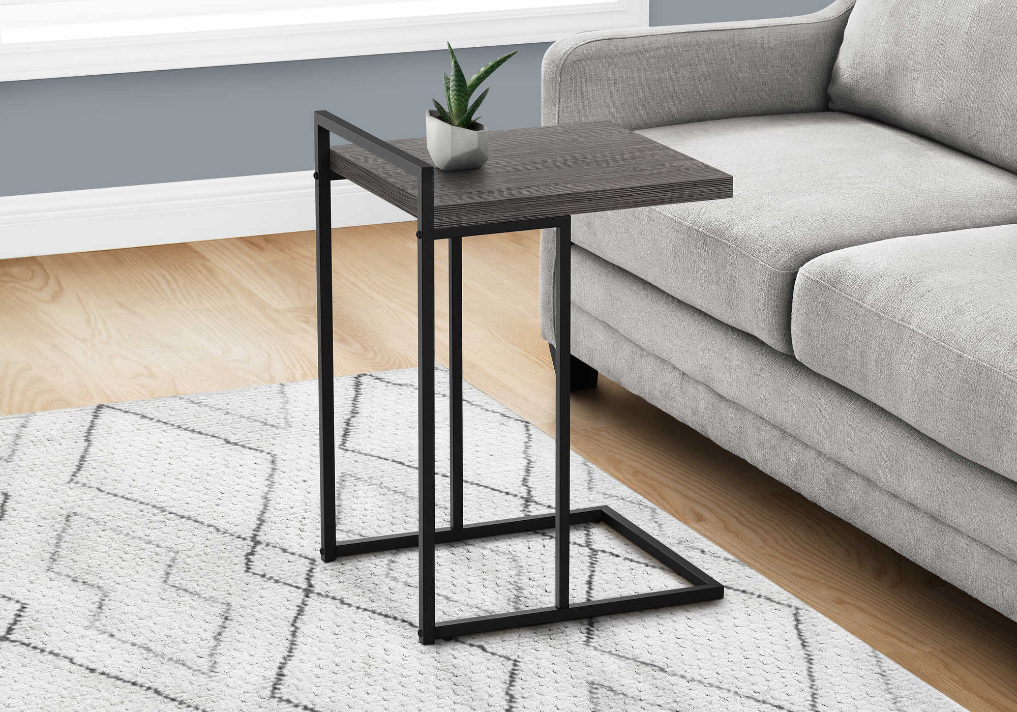 TABLE D'APPOINT - 25"H / GRIS / MÉTAL NOIR #I 3634