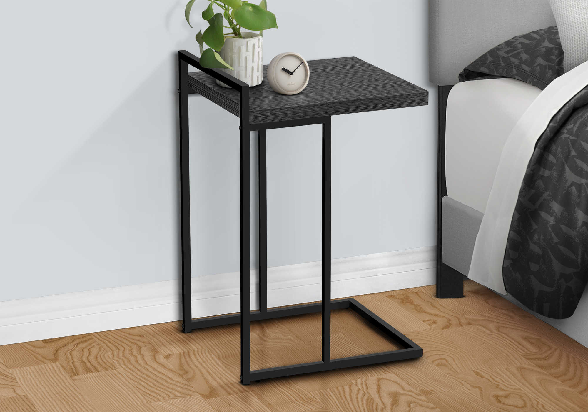 NIGHTSTAND - 25"H / GREY / BLACK METAL #I 3634