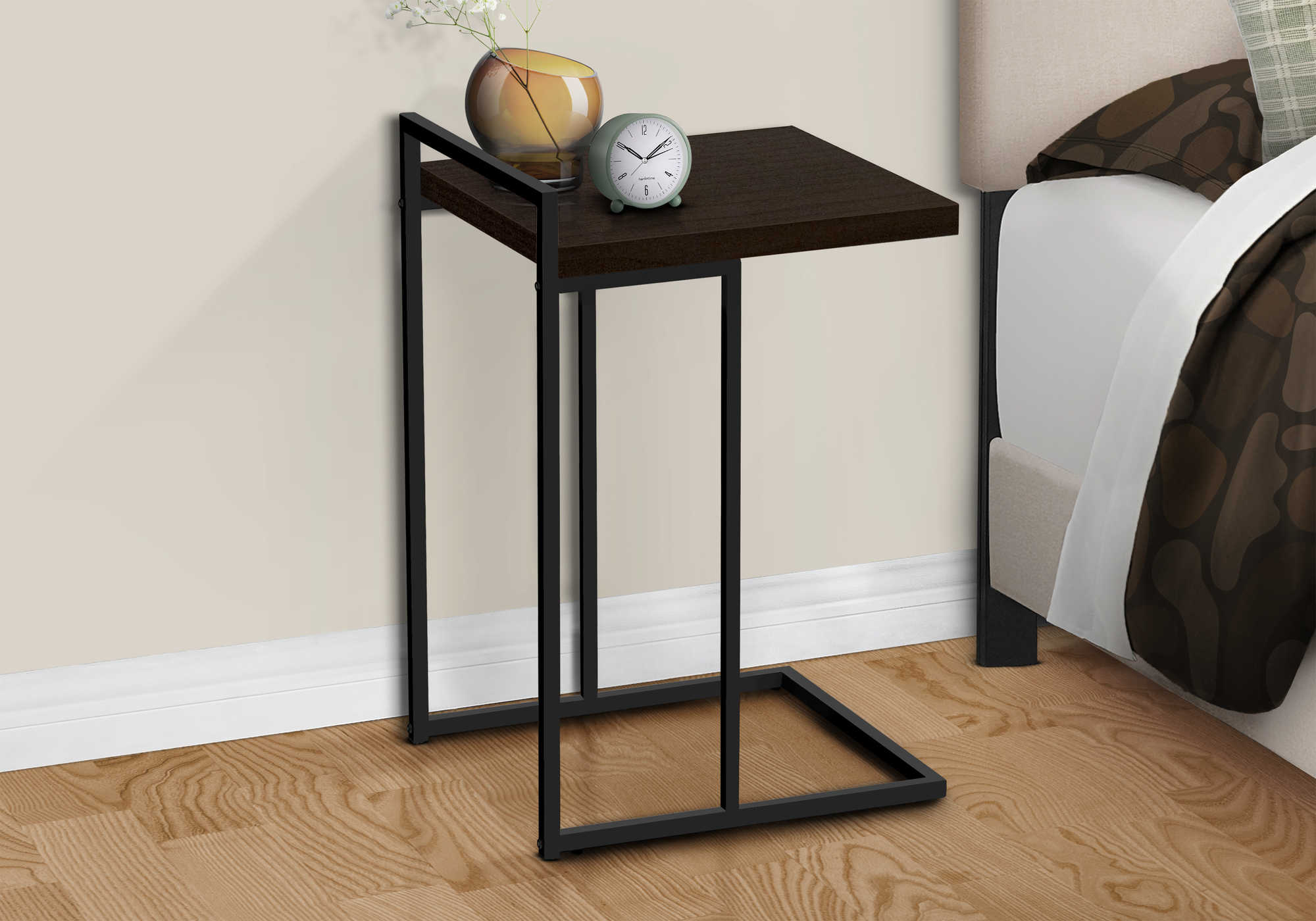 NIGHTSTAND - 25"H / ESPRESSO / BLACK METAL #I 3635