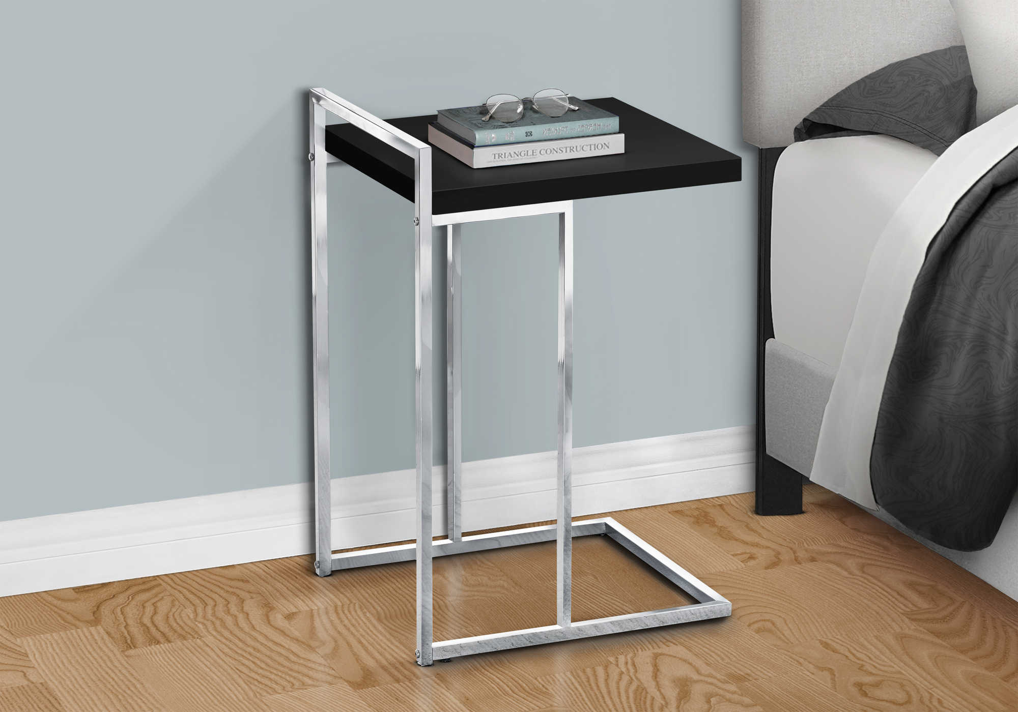 NIGHTSTAND - 25"H / BLACK / CHROME METAL #I 3640