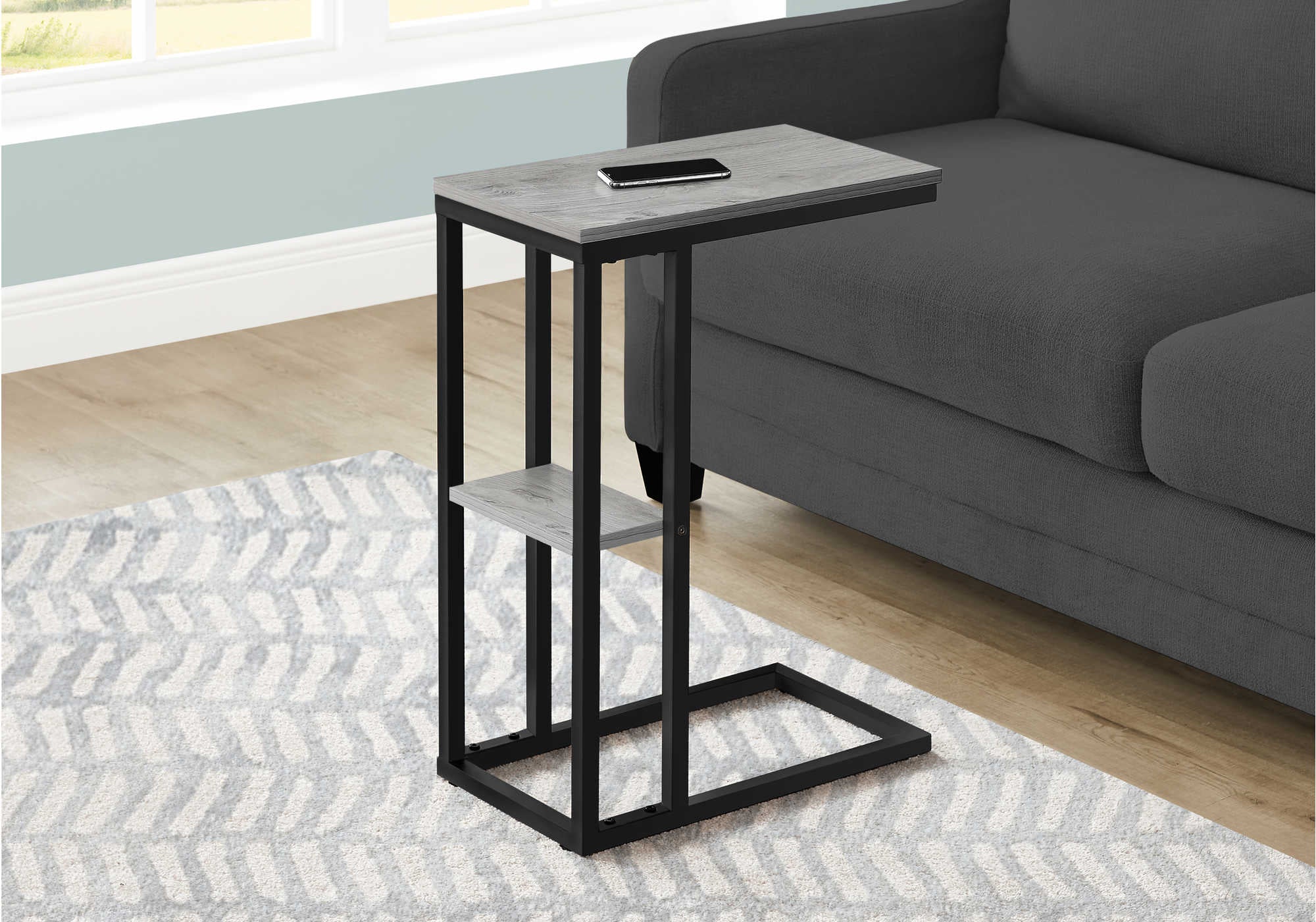 TABLE D'APPOINT - 25"H / GRIS / MÉTAL NOIR #I 3671