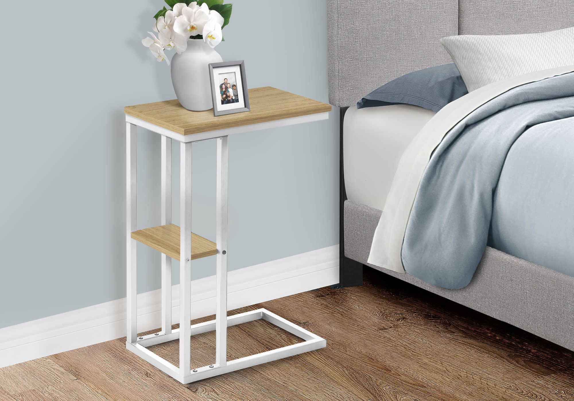 NIGHTSTAND - 25"H / NATURAL / WHITE METAL #I 3677