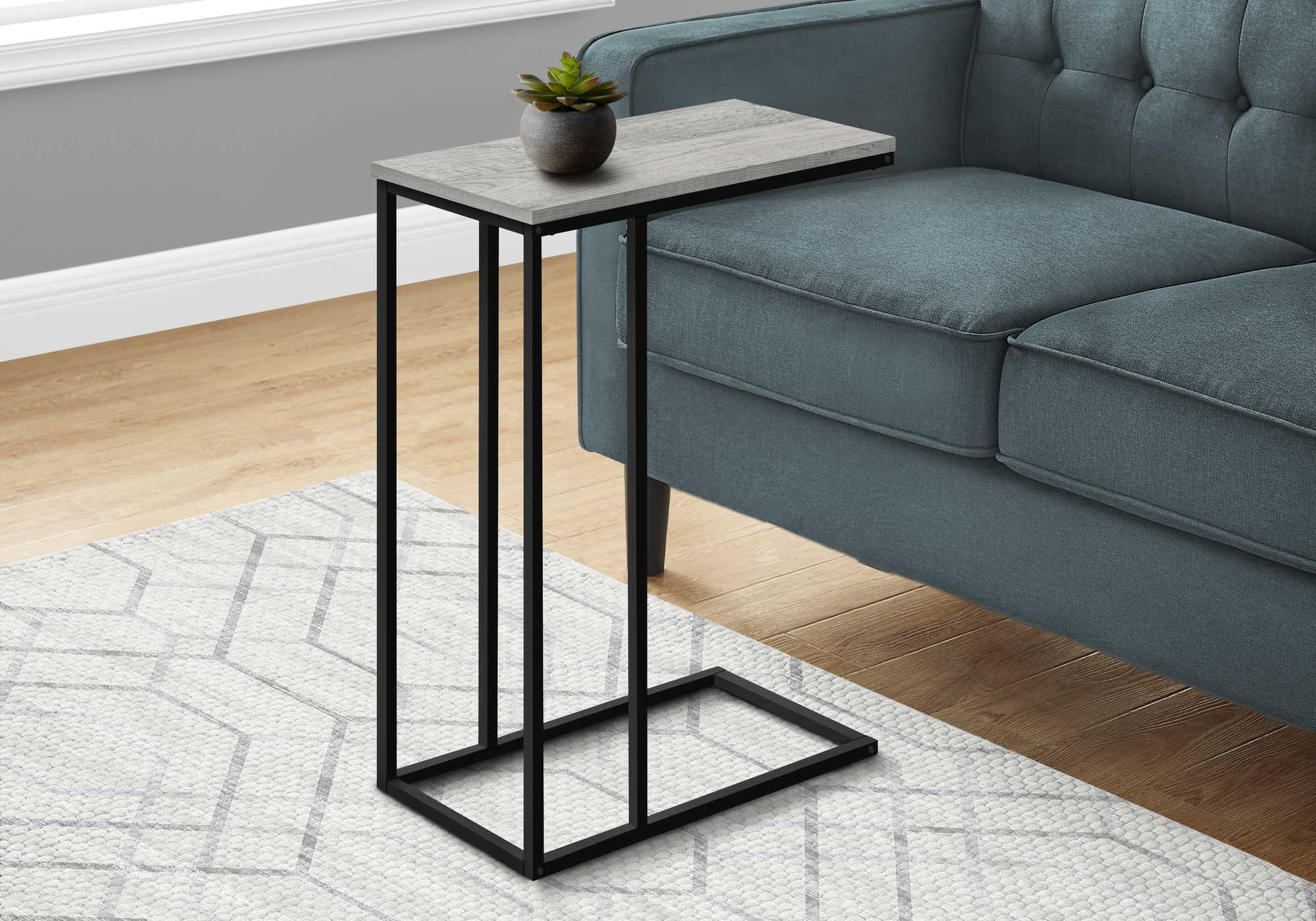 TABLE D'APPOINT - 25"H / GRIS / MÉTAL NOIR #I 3762